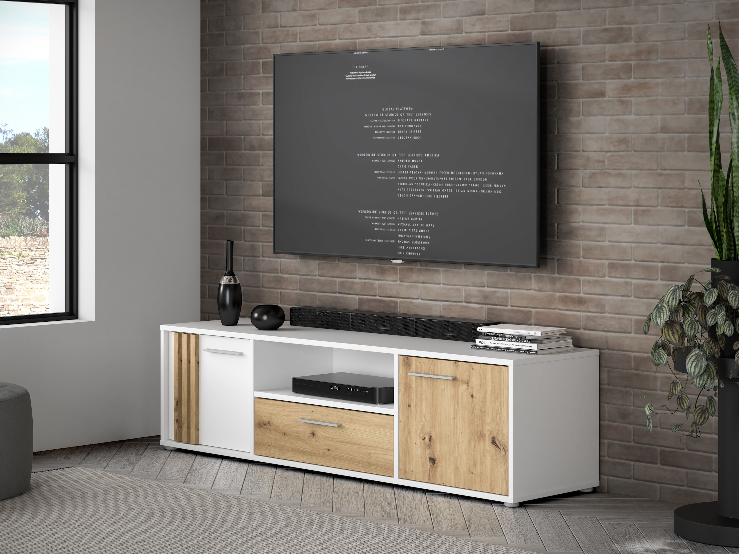 FORTE Lowboard »Cardigan TV-Board, TV-Schrank«, TV-Board, 2 farbig, Stauraum Kabelführung