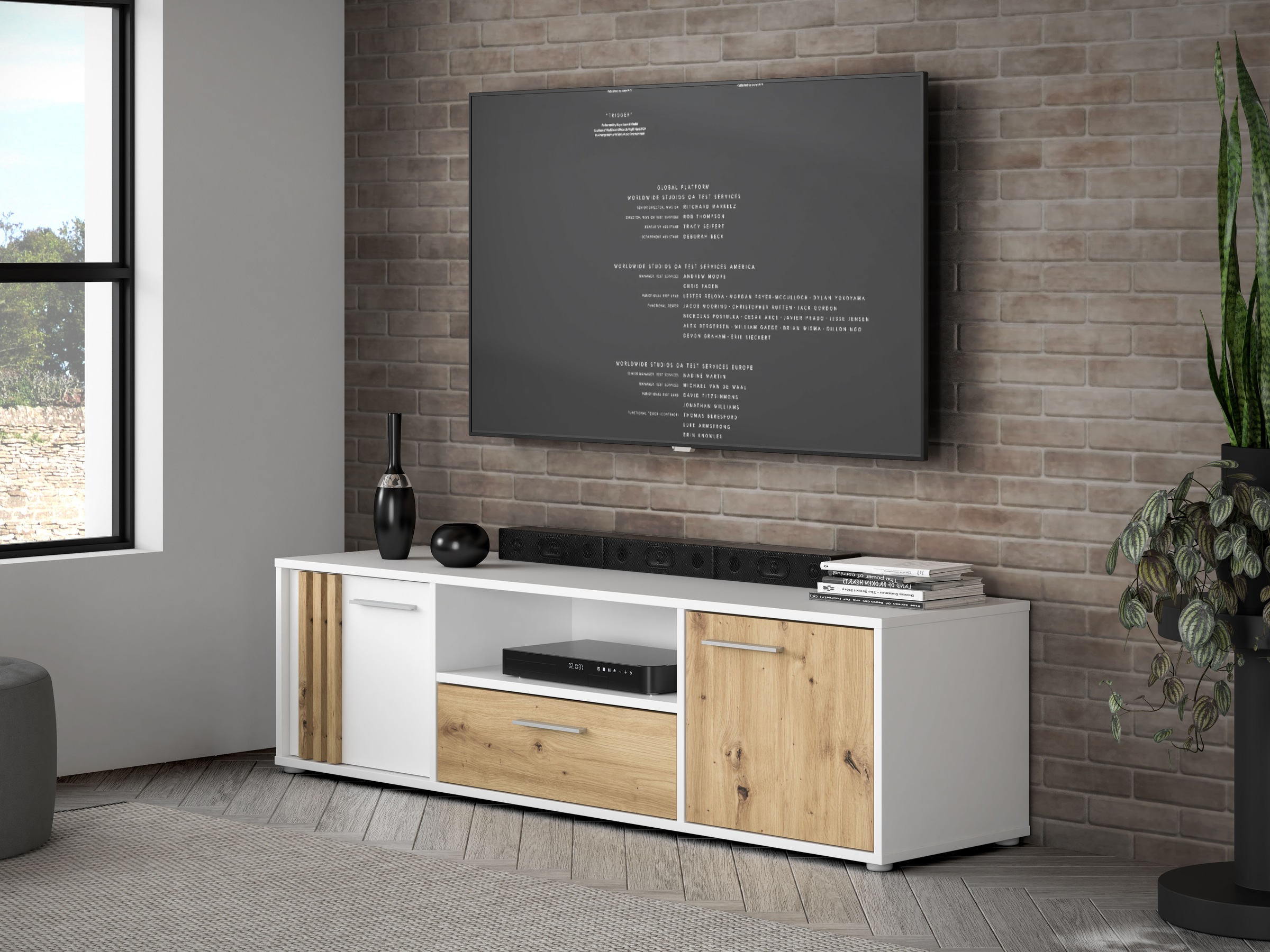 FORTE Lowboard "Cardigan TV-Board, TV-Schrank", TV-Board, 2 farbig, Staurau günstig online kaufen