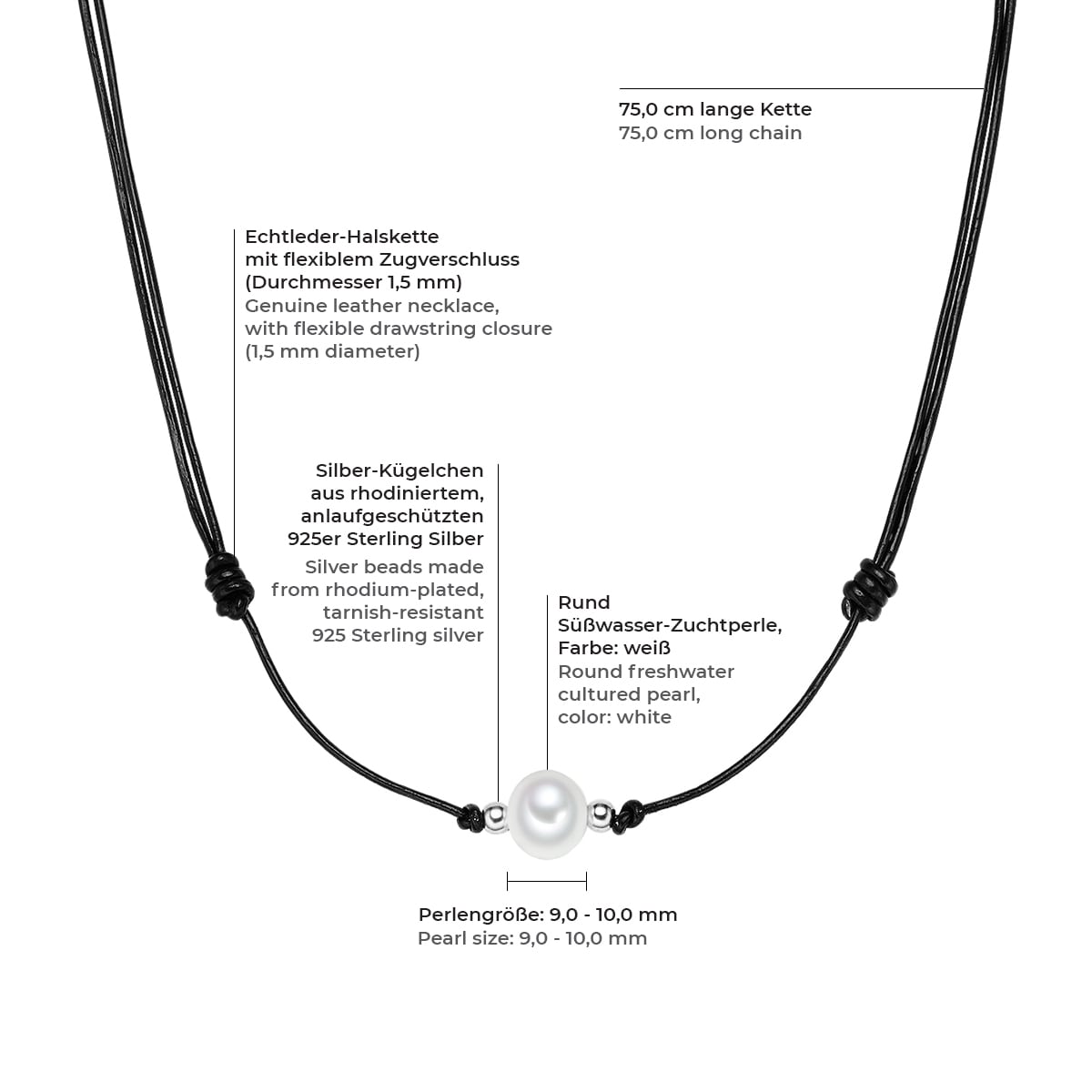 Valero Pearls Kette mit Anhänger »X692« aus Süßwasser-Zuchtperlen