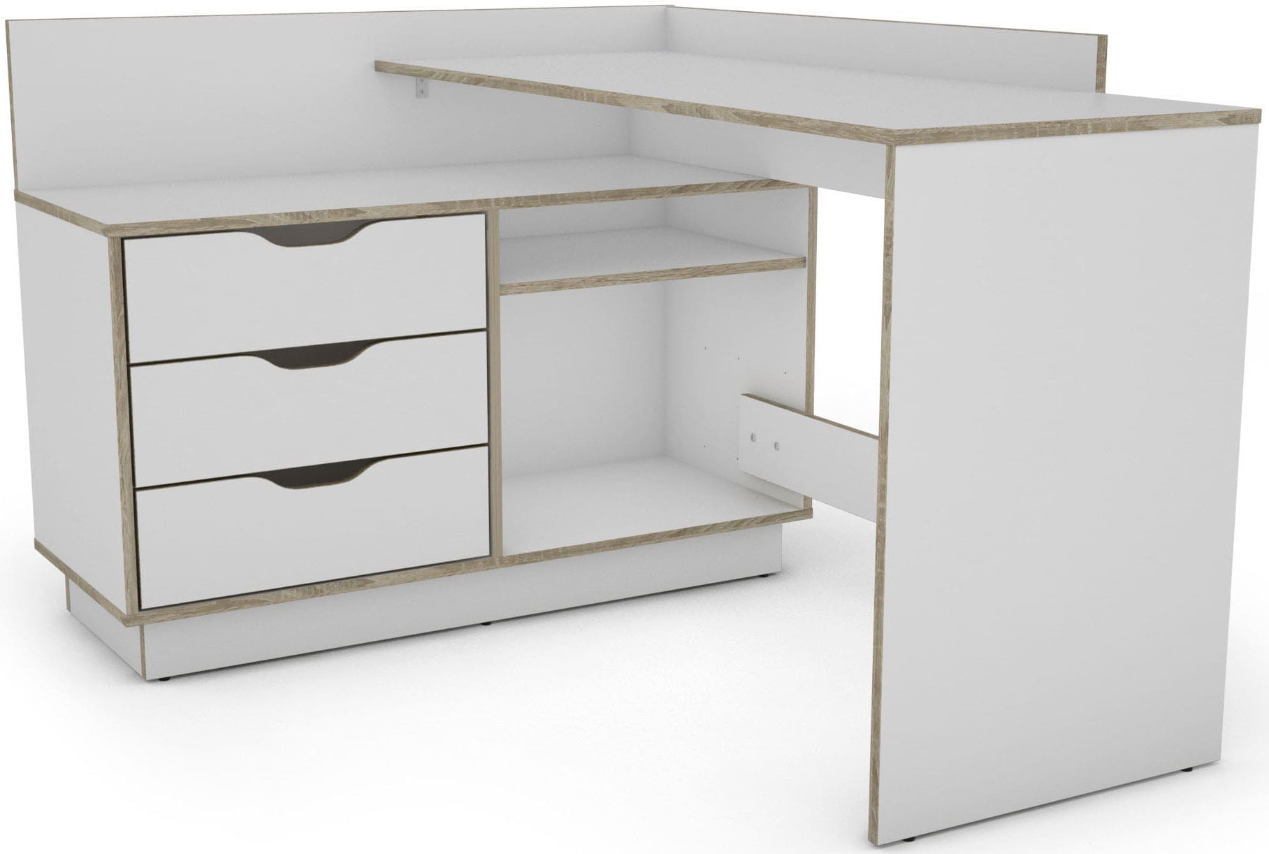 OTTO home Eckschreibtisch "Bexley" mit viel Stauraum, Breite 129 cm, rechts oder links montierbar