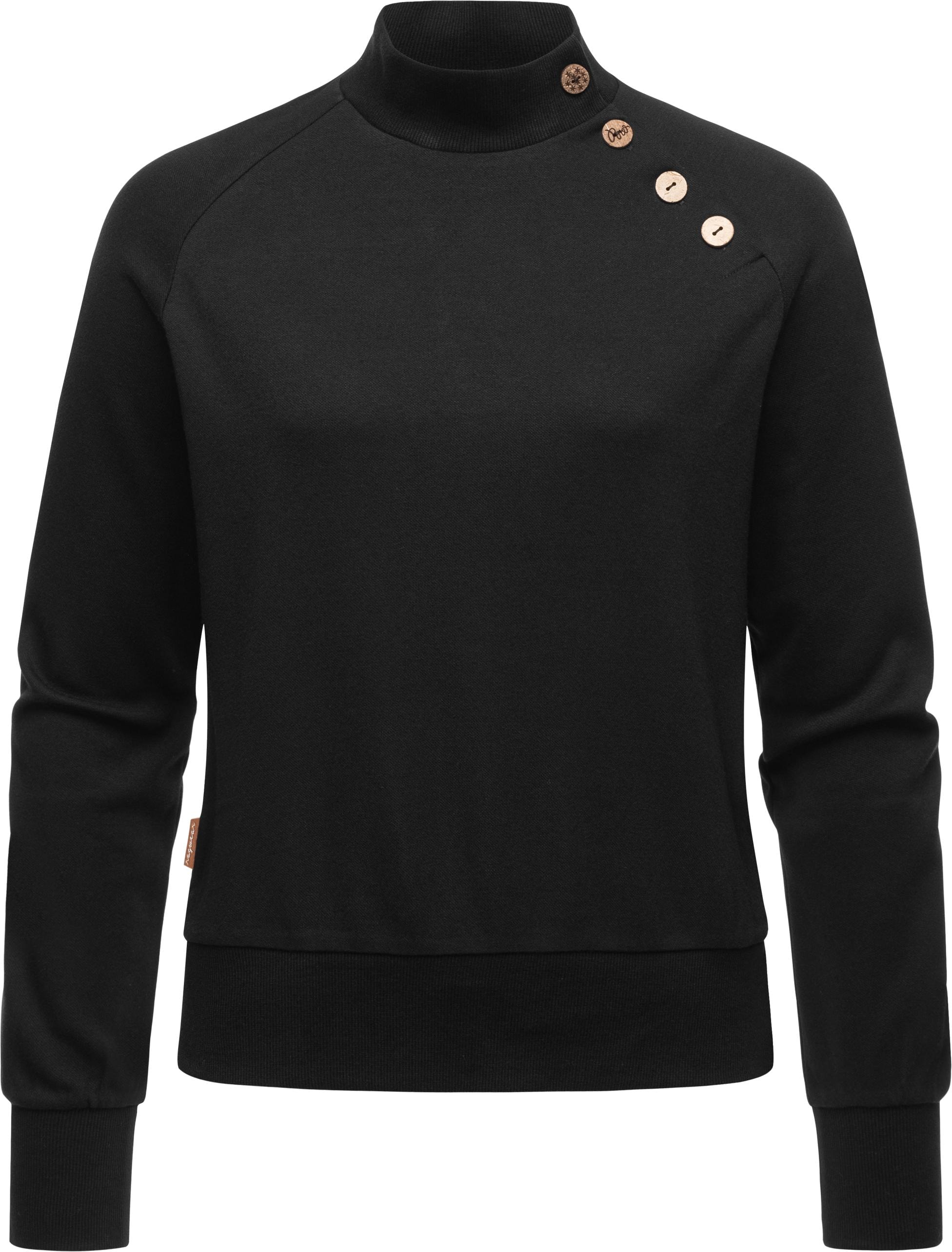 Sweatshirt »Majjorka Solid«, Damen Langarmshirt mit Rippbündchen und Zierknöpfen