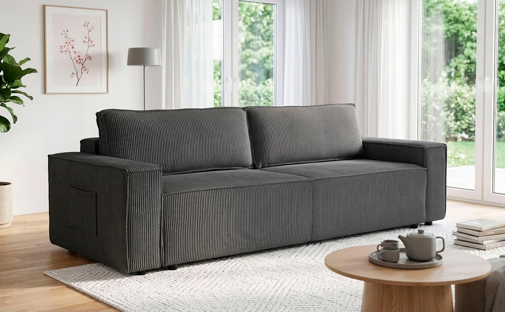 OTTO home Schlafsofa "CASSI 3-Sitzer, 240 cm - OTTO. Verlässliche Qualität." Schlaffunktion (134/200), Bettkasten, Cord