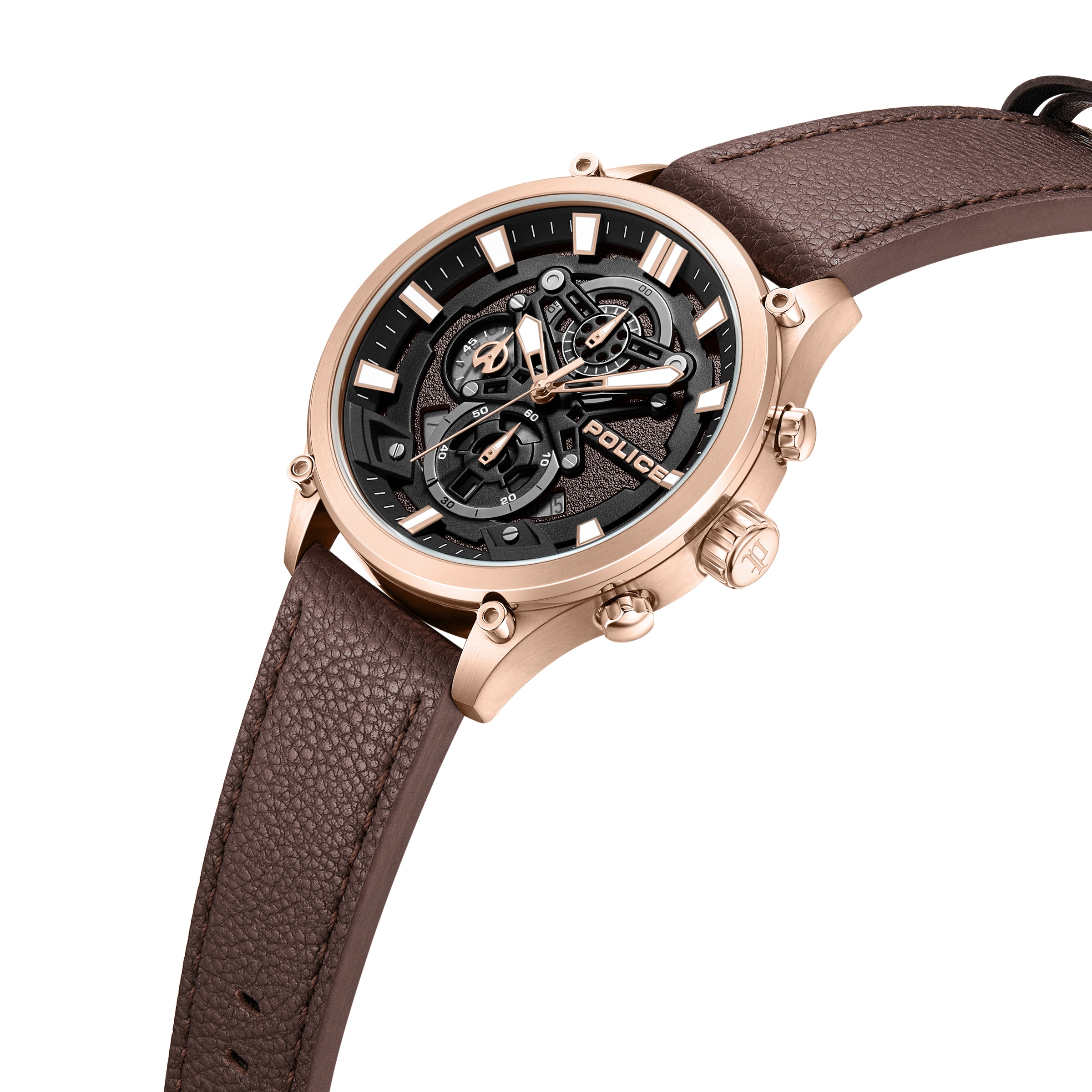 Police Chronograph »Wadden« Quarzuhr, Armbanduhr, Herrenuhr, Lederarmband, analog, Tag