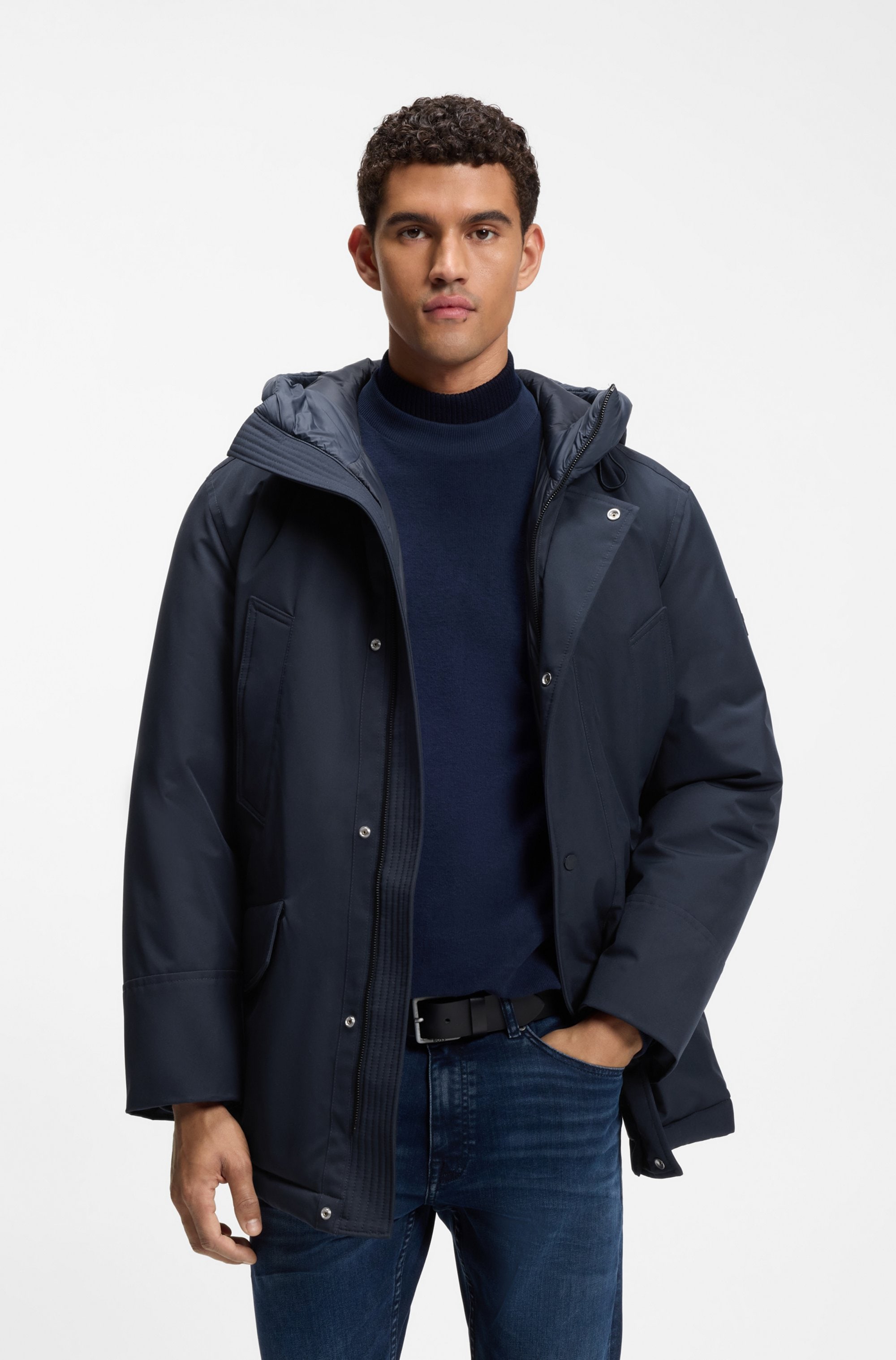 BOSS ORANGE Parka "Osiass1" mit Kapuze im Relaxed Fit, wasserabweisend