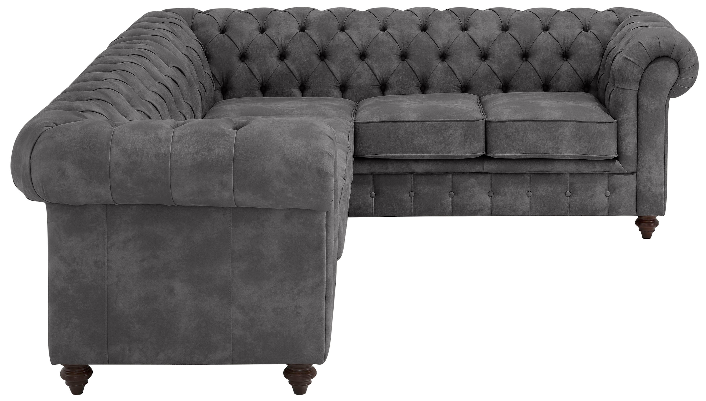 Home affaire Chesterfield-Sofa "Chesterfield Ecksofa, auch in Leder L-Form", hochwertige Knopfheftung, langer Schenkel l