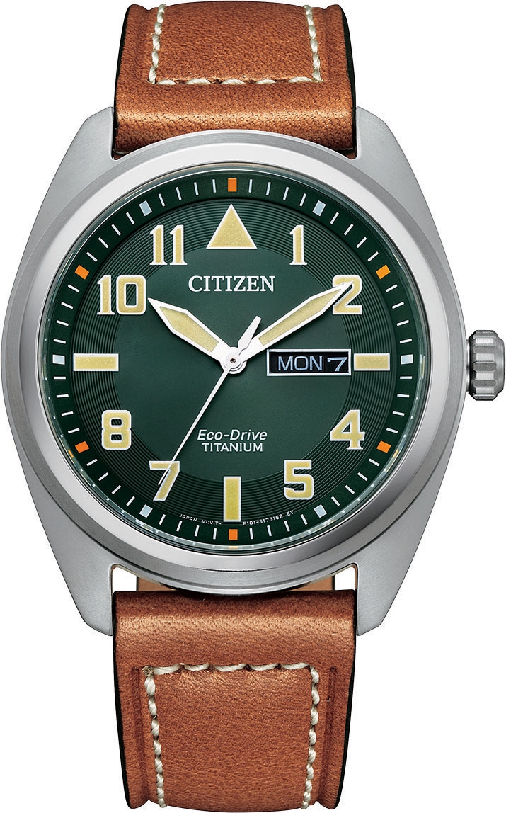 Citizen Titanuhr »BM8560-11XE«, Armbanduhr, Herrenuhr, Damenuhr, Solar, Titan, Lederarmband, Datum