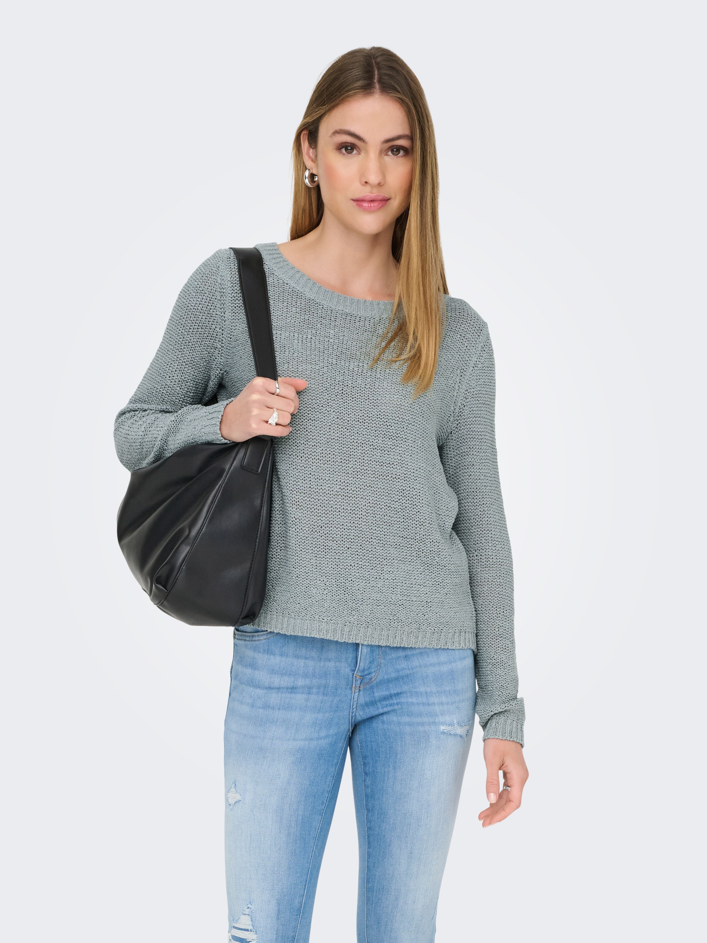 ONLY Strickpullover "ONLGEENA XO L/S PULLOVER KNT NOOS" Materialmix, regula günstig online kaufen