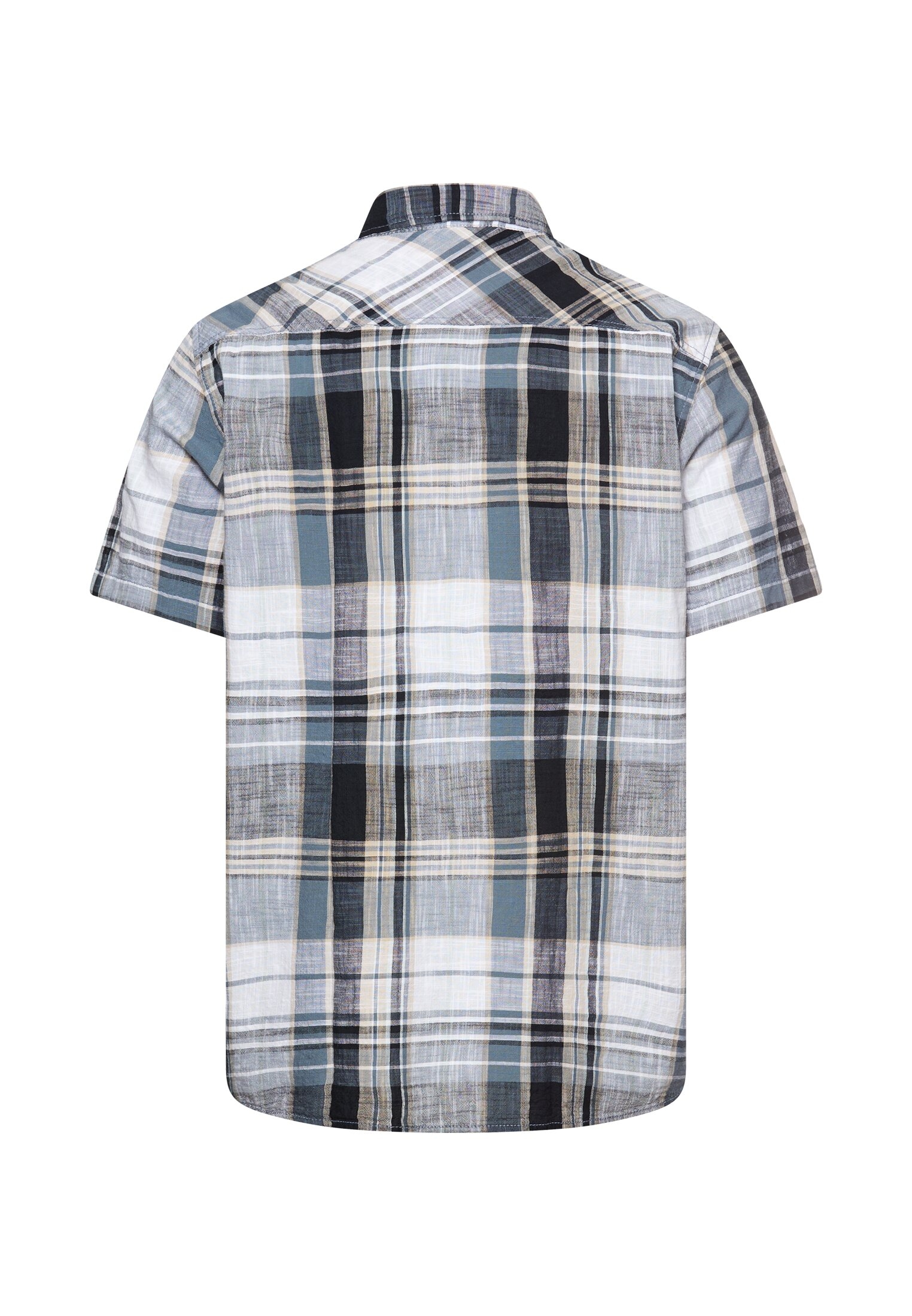 camel active Kurzarmhemd Kurzarm, kariertes Design, normale Passform, mit Button-down-Kragen