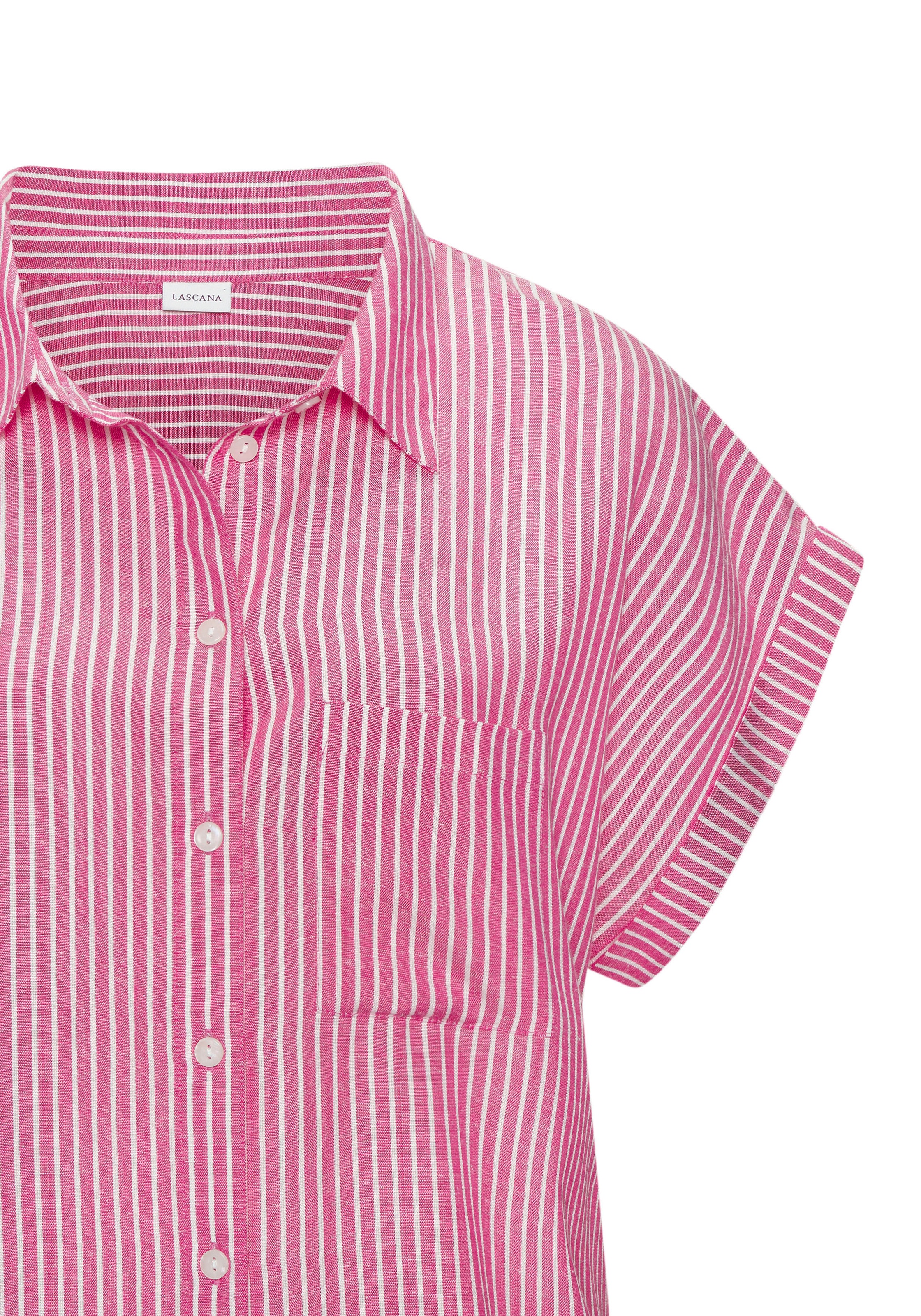 Thumbnail - LASCANA Hemdbluse aus Leinenmix mit Knopfleiste, Leinenbluse, Kurzarmbluse