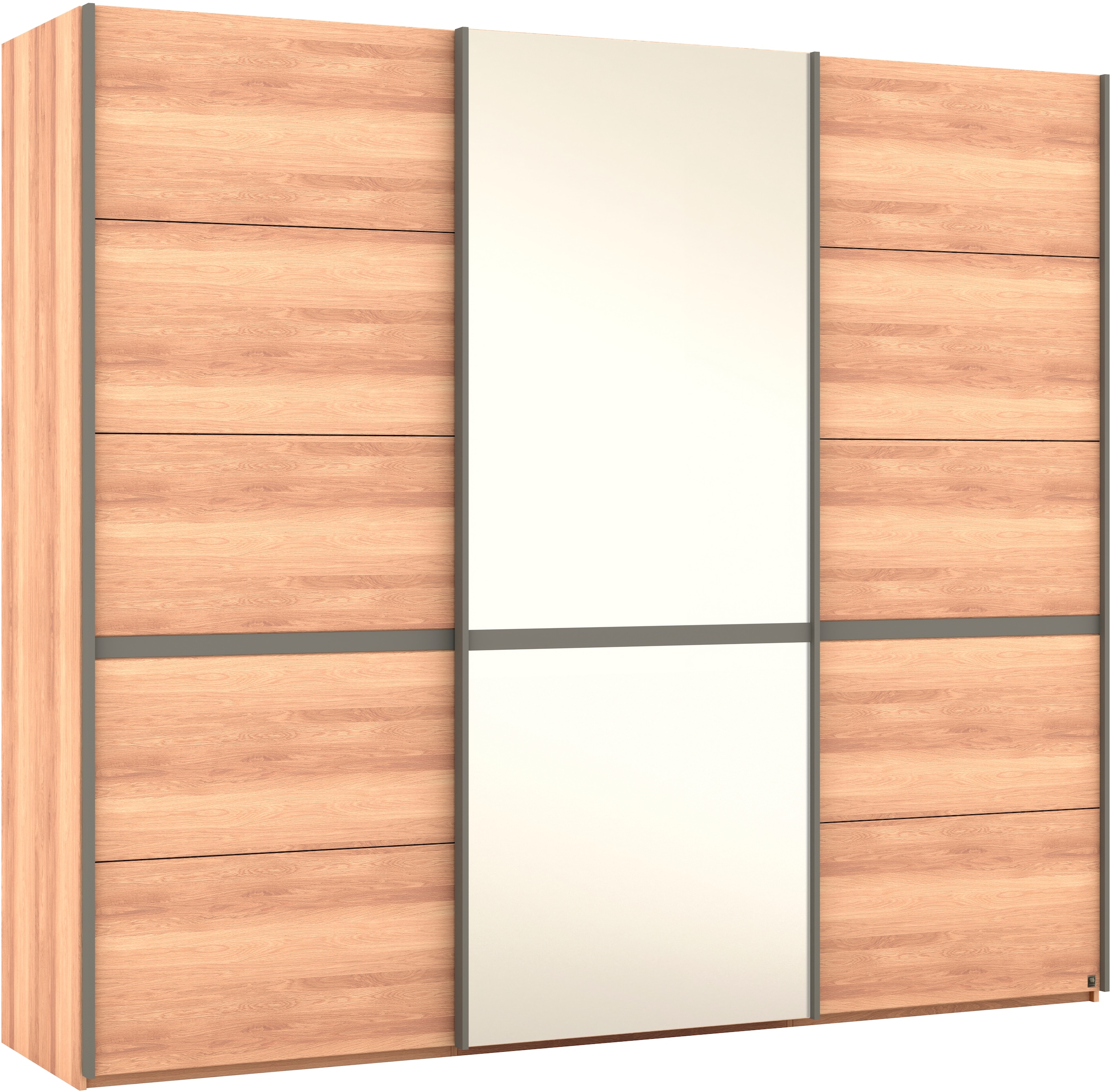 Musterring Schwebetürenschrank »Sorrent, Kleiderschrank, Schrank, Schiebetüren«, (Teilmassiv Eiche, MADE IN GERMANY), Türen in Eiche massiv mit Kassetten-Optik, verschiedene Maße verfügbar