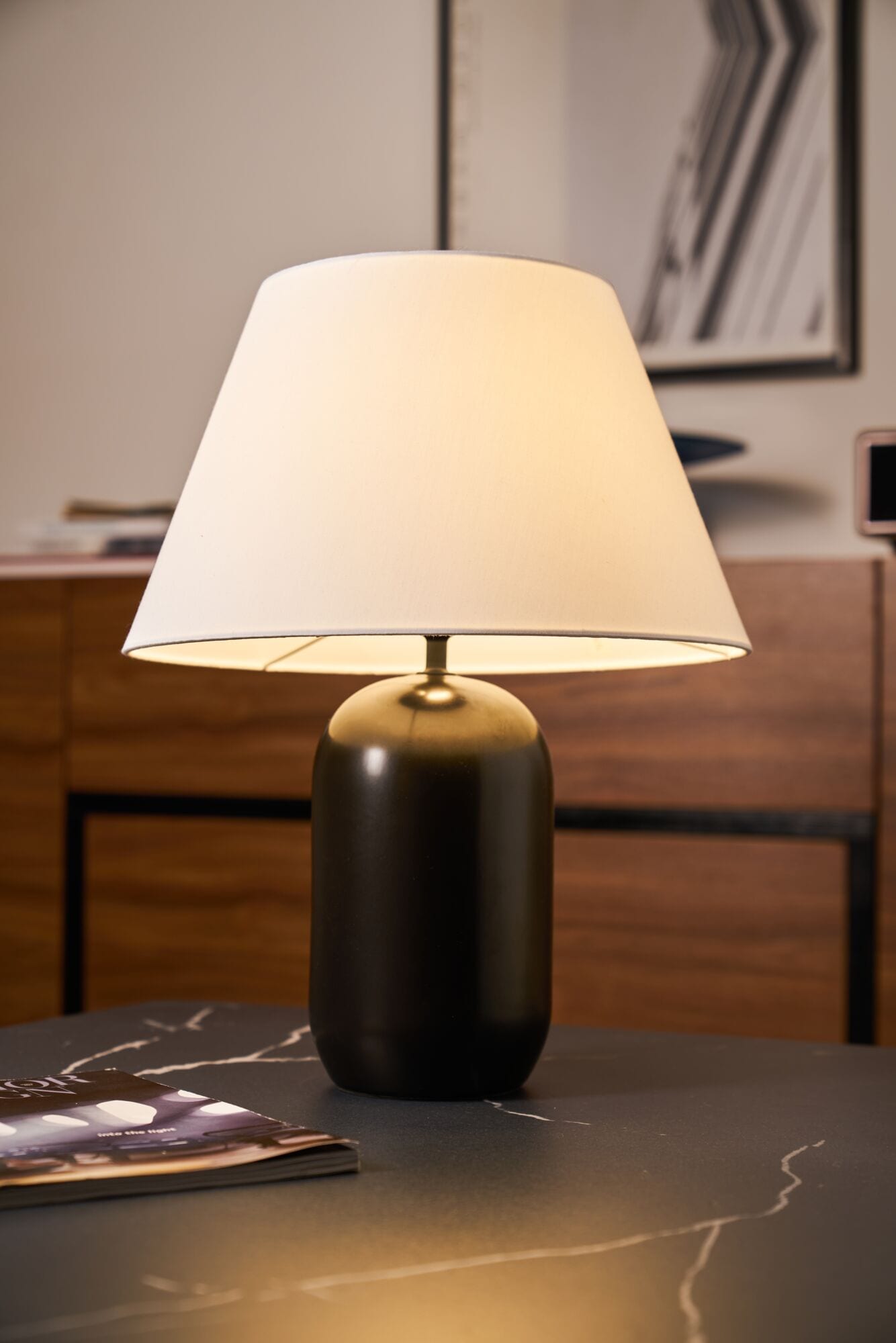 Pauleen Tischleuchte »Mystic Shine max 20W E14 Weiß/Schwarz 230V Stoff/Keramik« E14 1 Stk. IP20