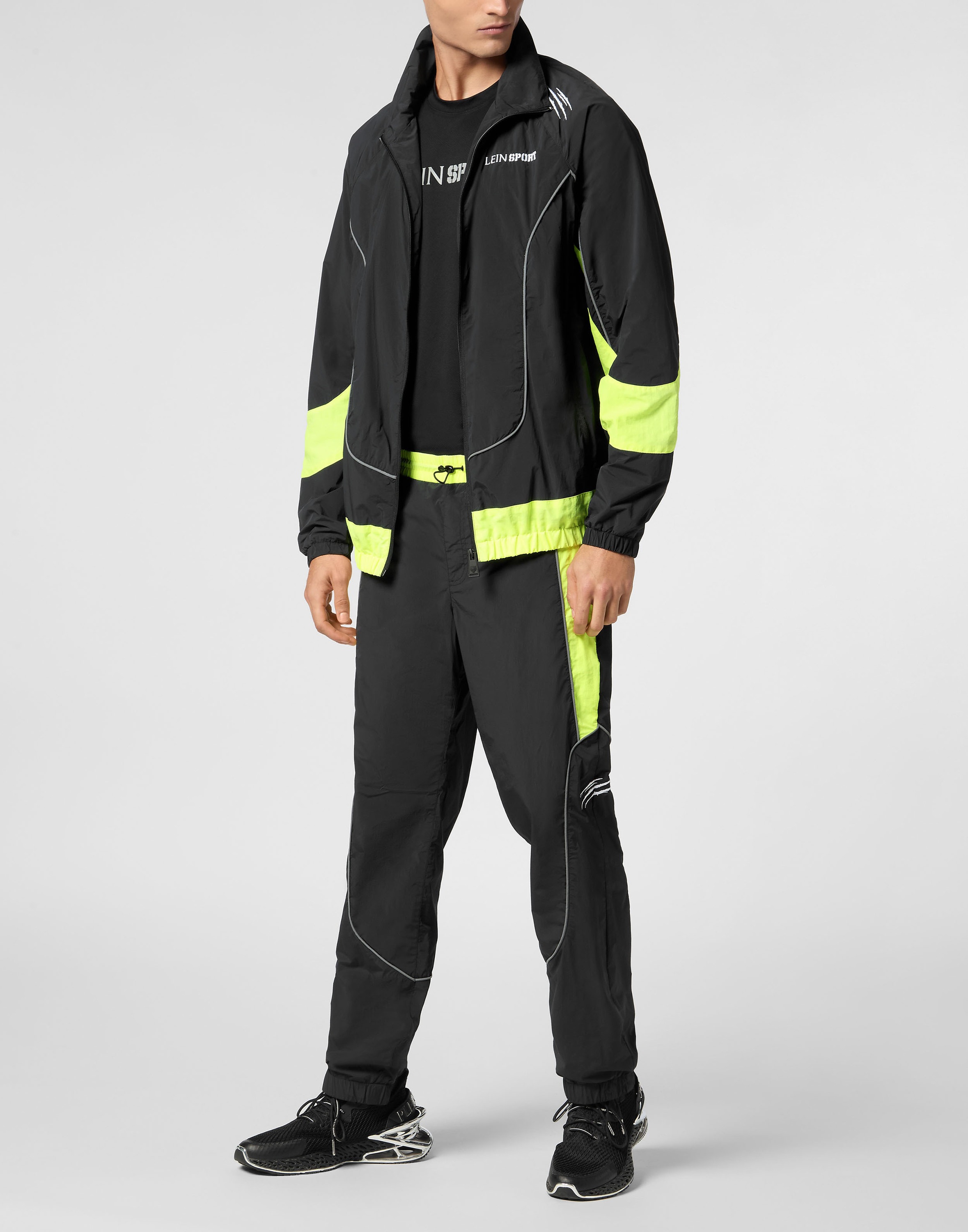 Yoga-Sweatjacke PLEIN SPORT "Scratch", Jungen, Gr. S, gelb (0229, schwarz, gelbfluo), Obermaterial: 100% Polyamid; Futter: 100% Polyester, Sweatjacken 2