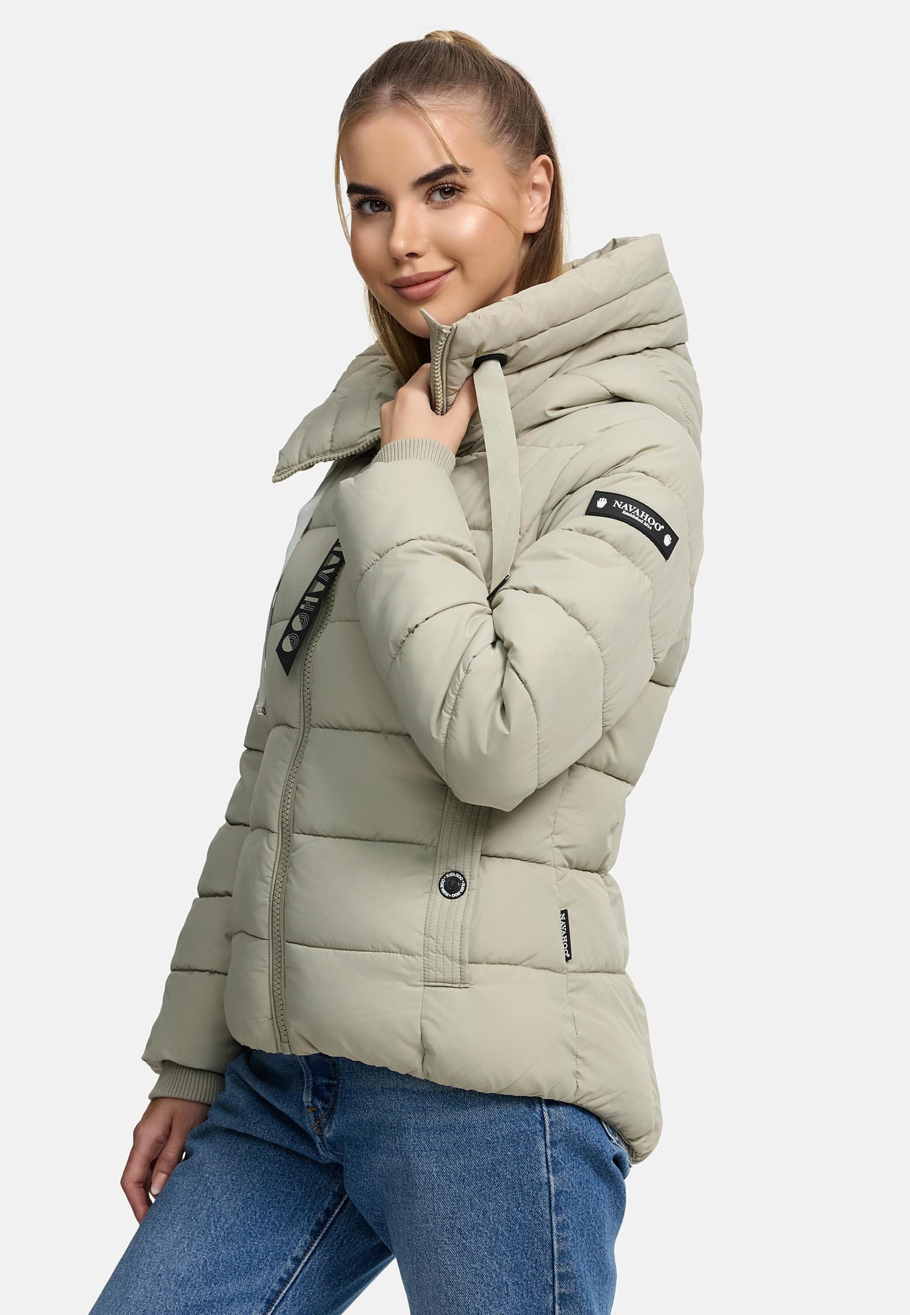 Navahoo Steppjacke »Amayaa«, mit Kapuze, stylische Damen Winterjacke mit coolen Applikationen
