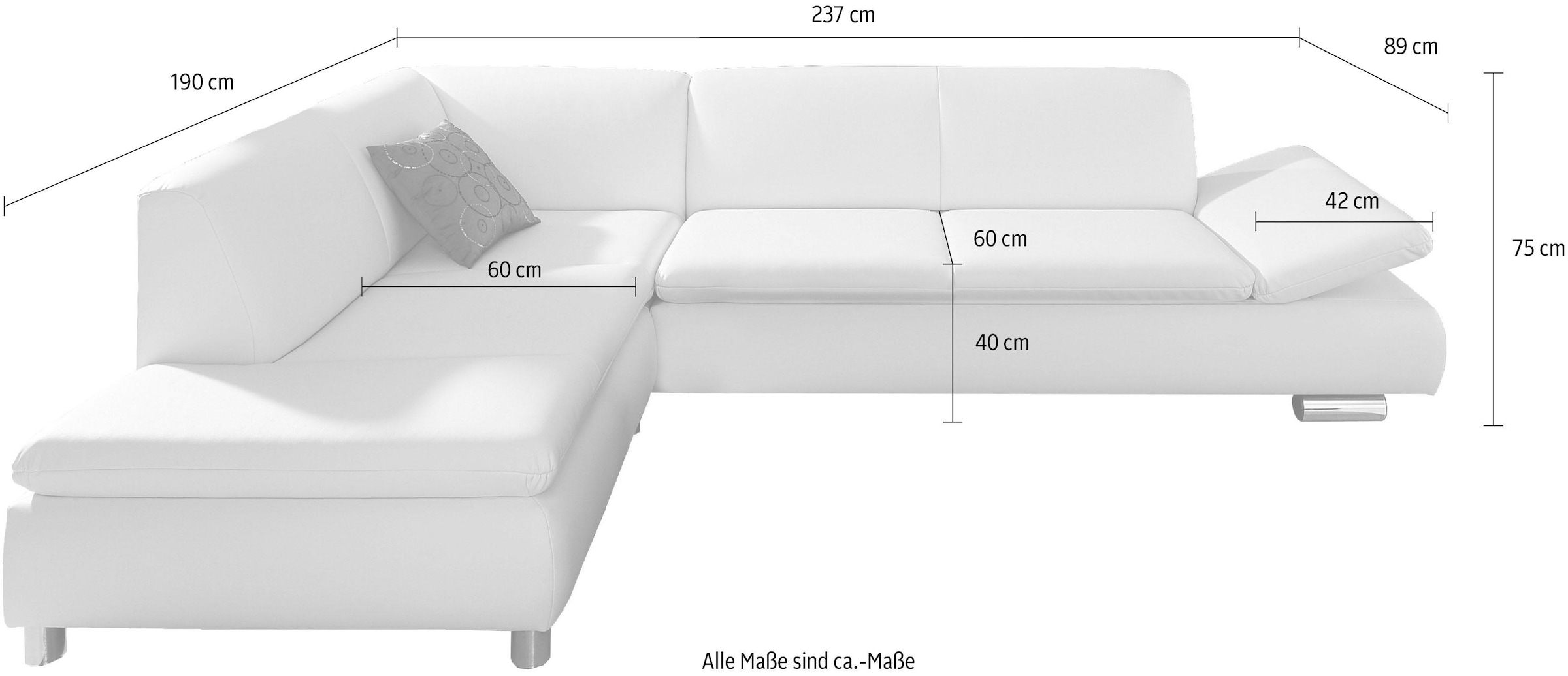 Max Winzer® Ecksofa »Toulouse«, mit klappbaren Armlehnen, Breite 237 cm