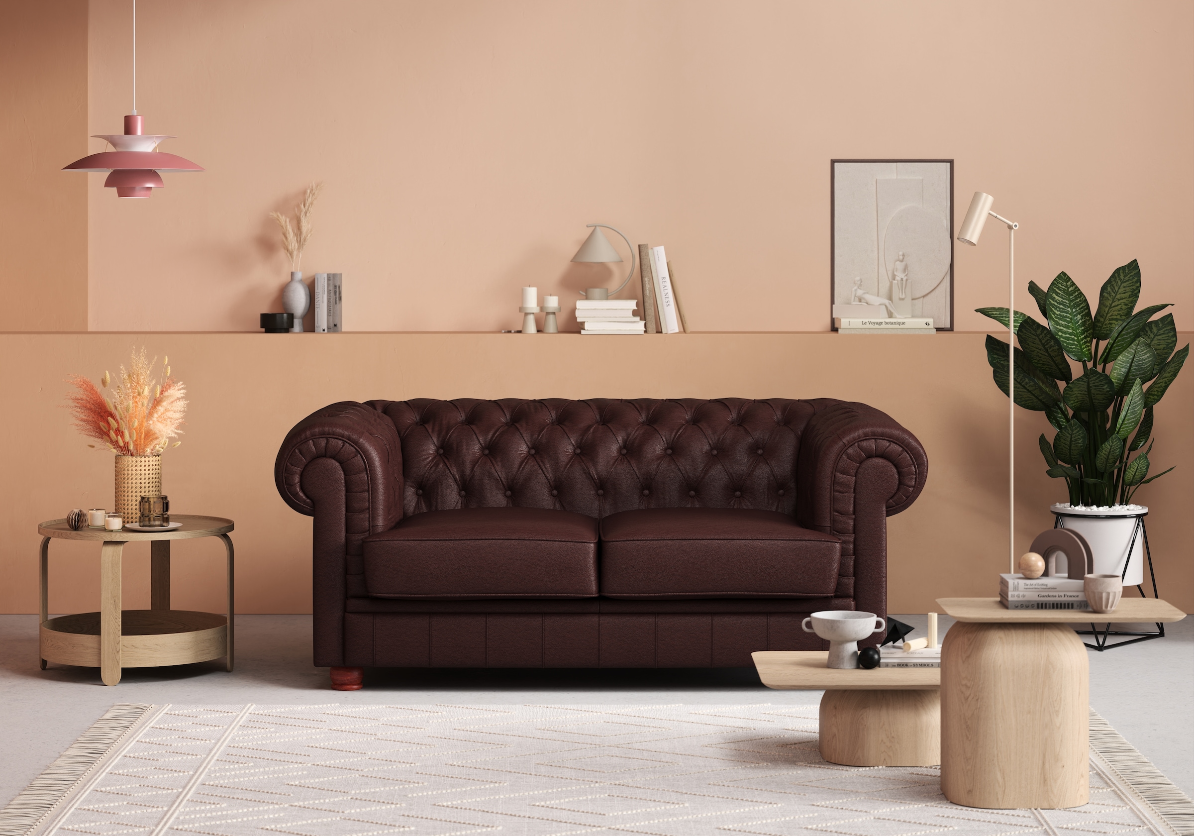 Max Winzer® Chesterfield-Sofa »Kent«, 2-Sitzer mit edler Knopfheftung, Breite 175 cm