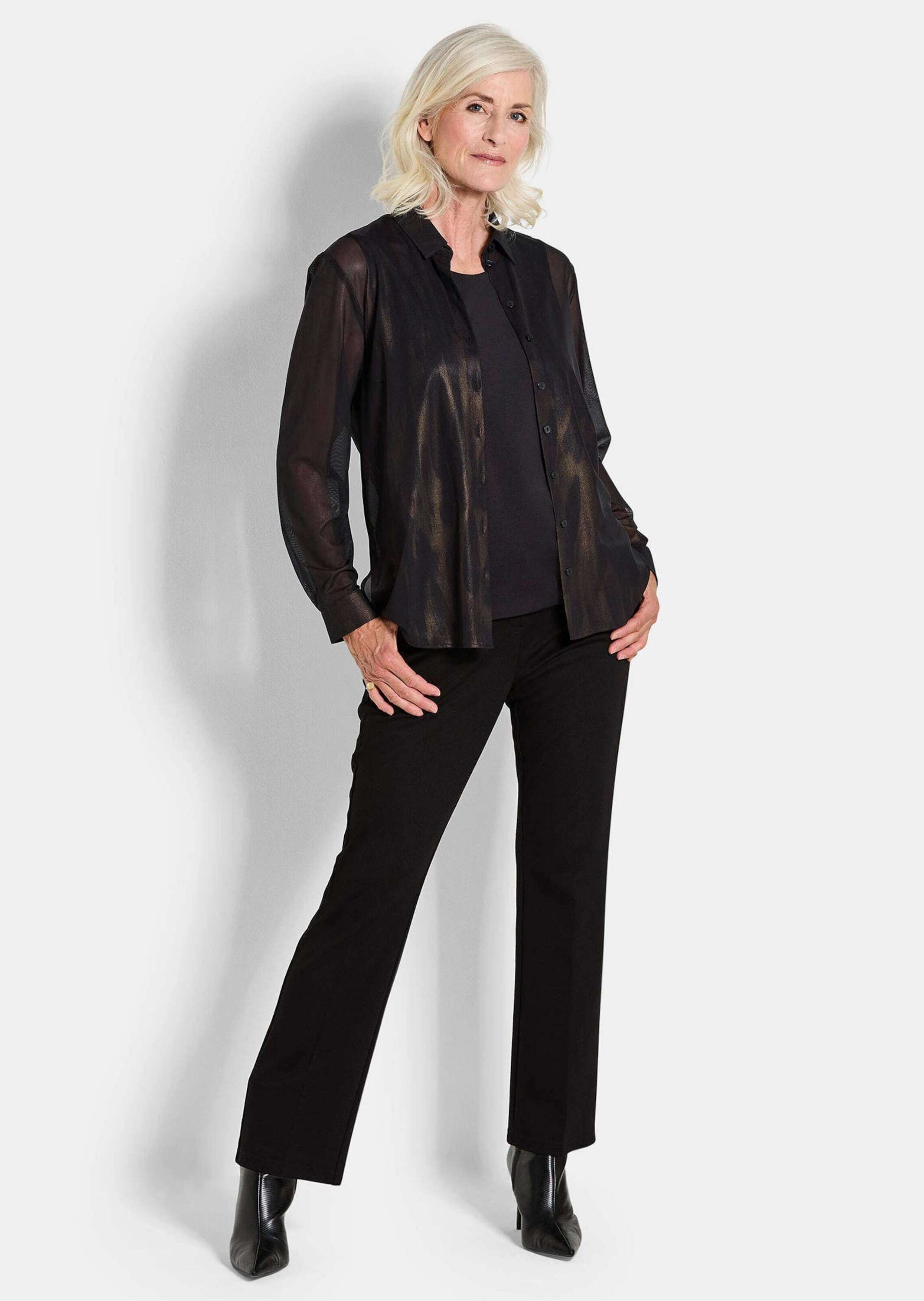 GOLDNER Hemdbluse "Edle Metallic-Bluse mit Hemdkragen" günstig online kaufen