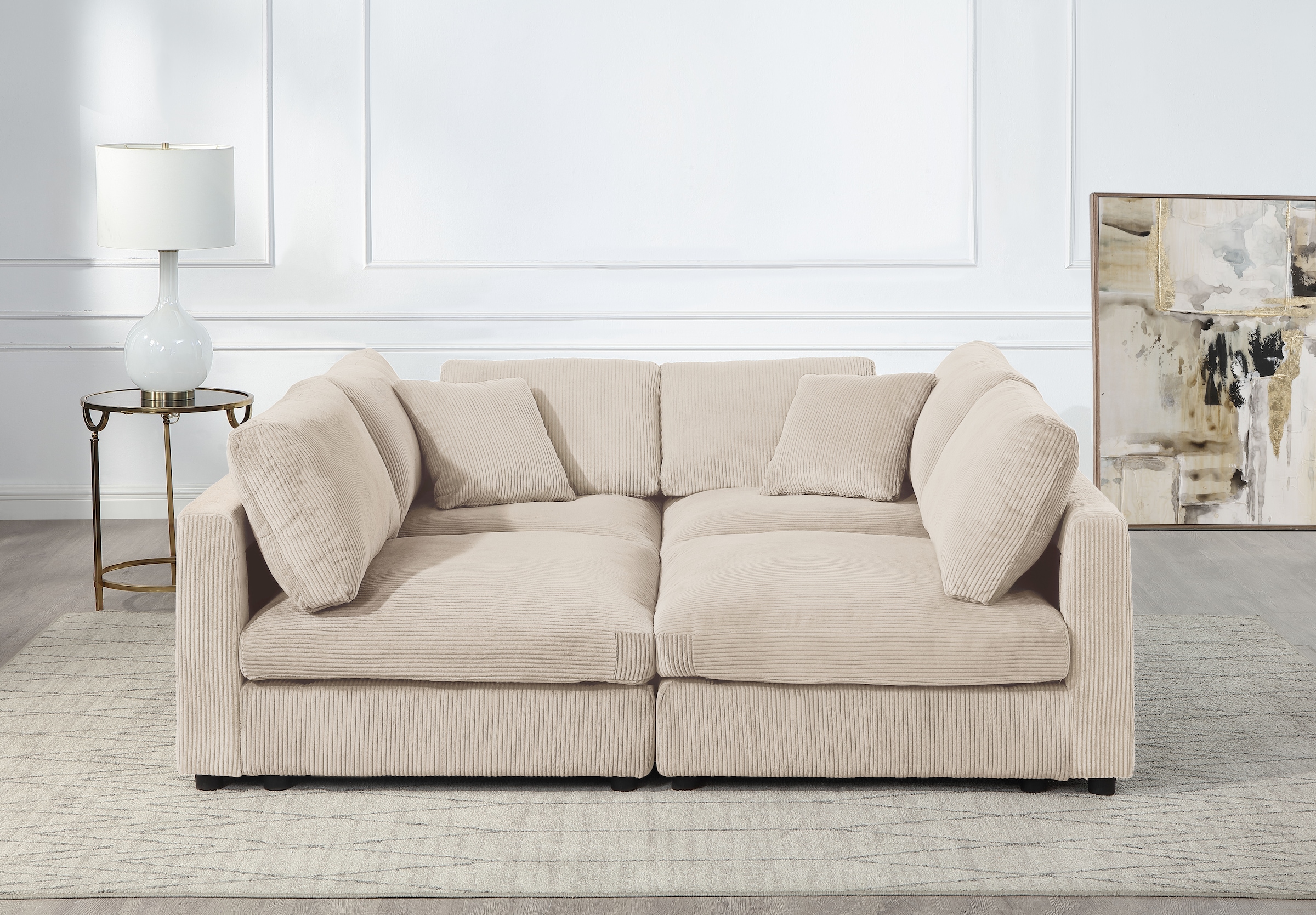 RAUM.ID 4-Sitzer »Bennid, XXL-Modulsofa mit vielen individuellen Stellmöglichkeiten«, (Set, 4 St.), inklusive 2 großen & 2 kleinen Zierkissen im flauschigen Cord