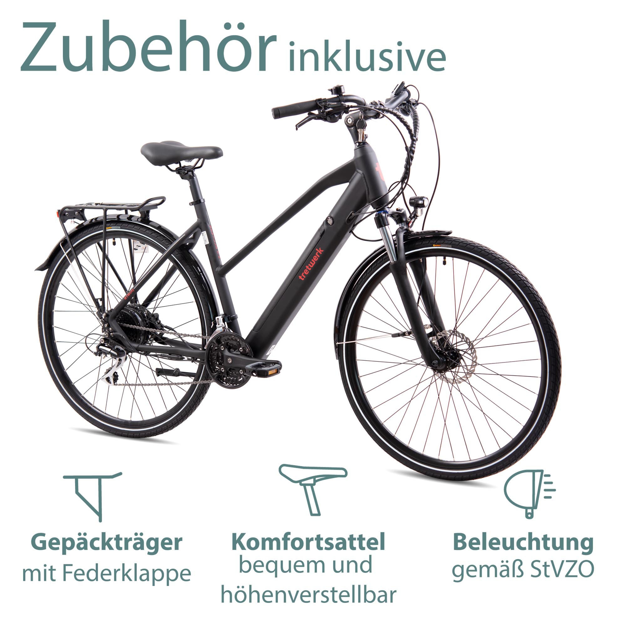 Tretwerk E-Bike »Seville 5.0«, 24 Gang, Shimano, Heckmotor 250 W, Pedelec, Elektrofahrrad für Damen u. Herren
