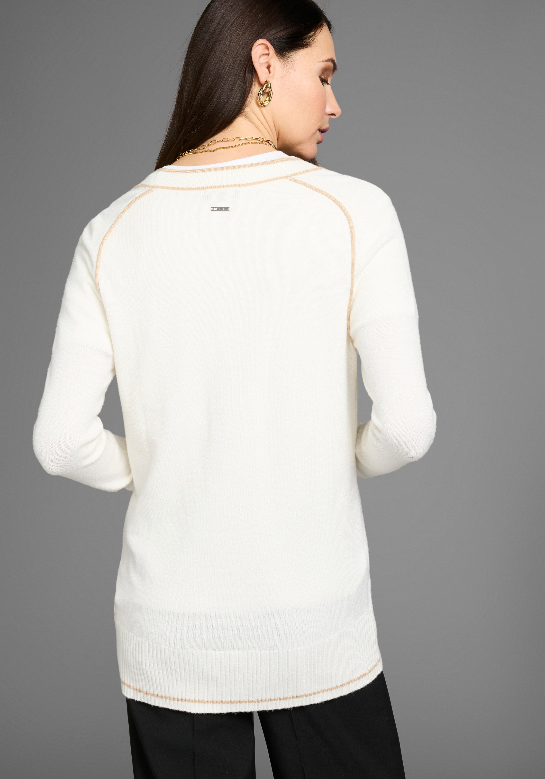 HECHTER PARIS Longstrickjacke, mit modischen Kontrastlinien günstig online kaufen