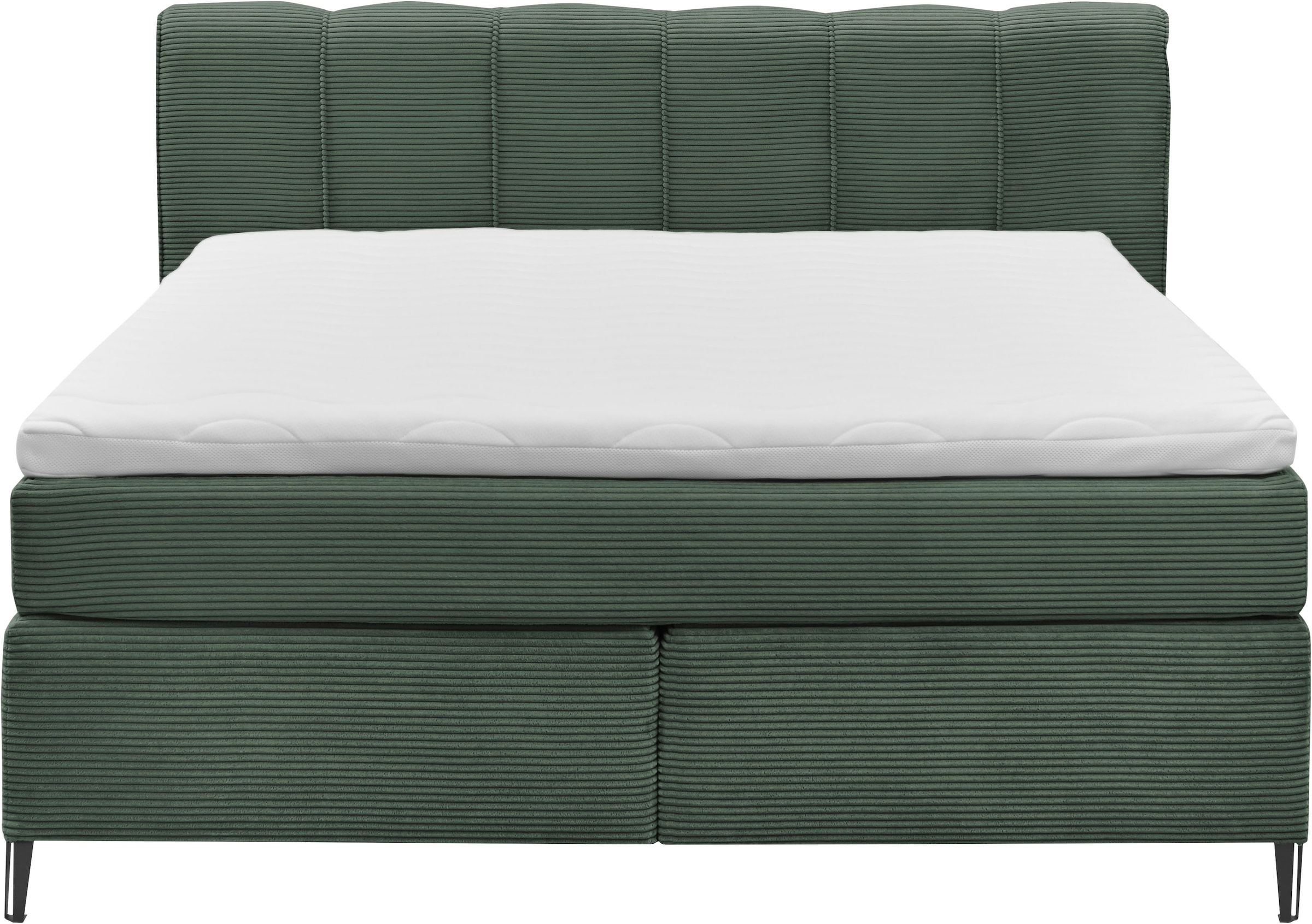 set one by Musterring Boxspringbett »Fairfield«, Metallfuß schwarz, Kopfteil mit Keder, Breite 160 oder 180 cm