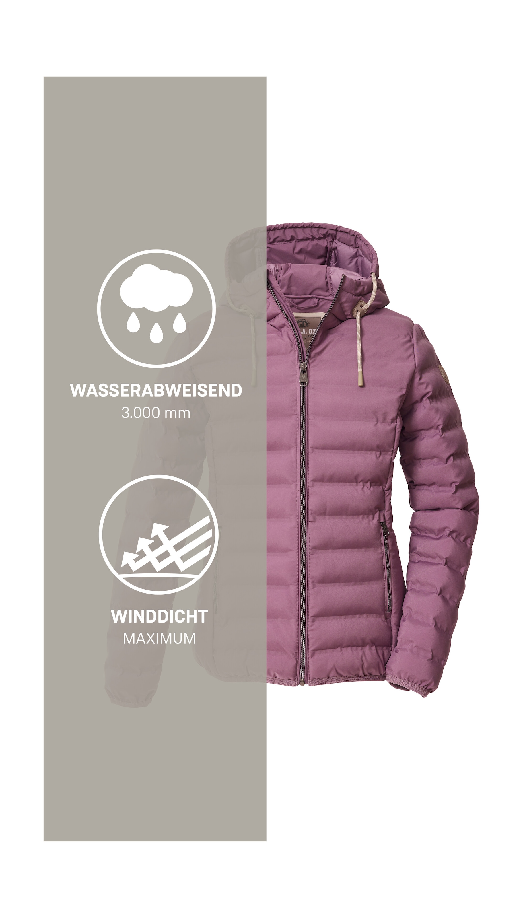 G.I.G.A. DX by killtec Steppjacke »Damen Steppjacke OOGW 1«, Leichte Steppjacke, wasserabweisend, weitenregulierbare Kapuze