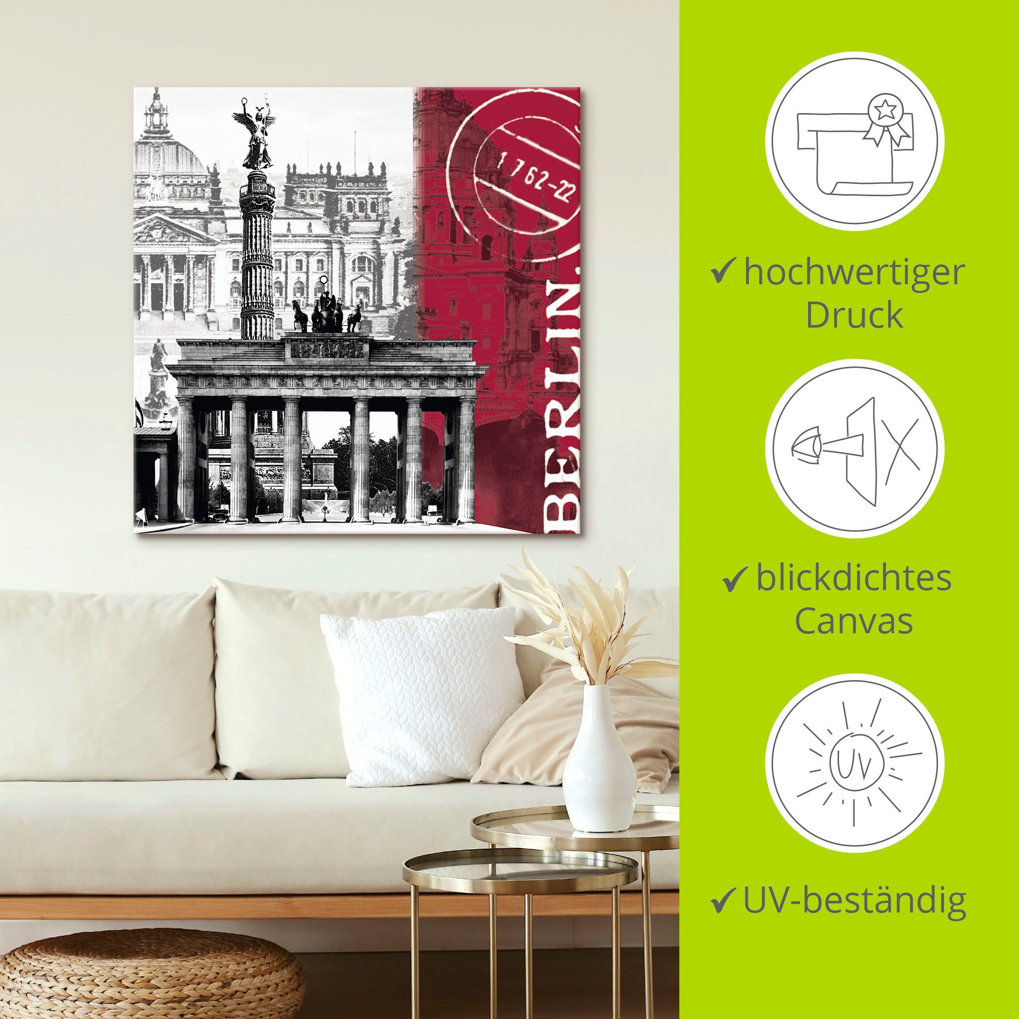 Artland Wandbild »Berlin I«, Gebäude, (1 St.), als Alubild, Outdoorbild, Leinwandbild in verschied. Größen