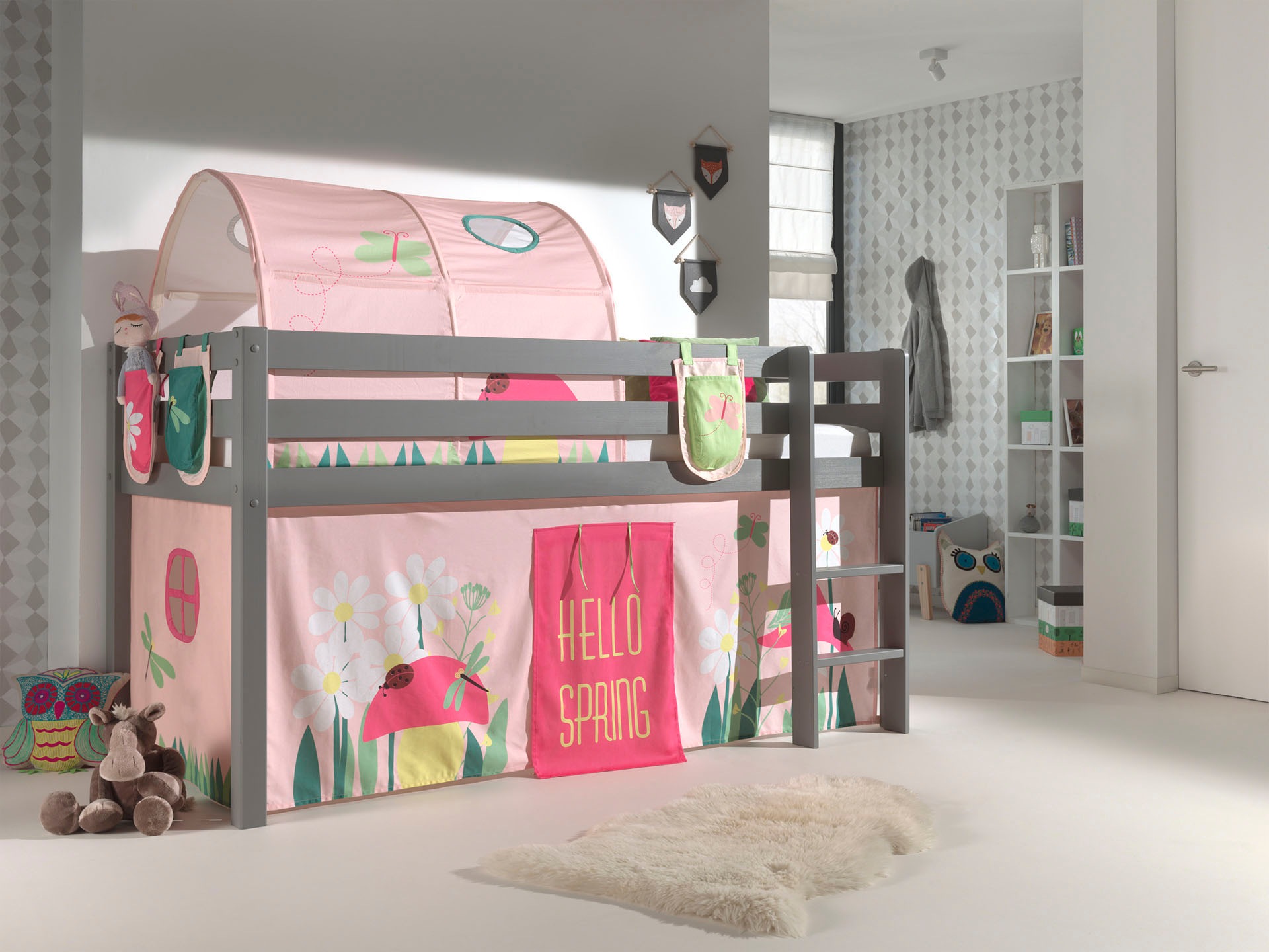 Vipack Hochbett "Pino, Spielbett massiv Kiefer, stabil gebaut, 3 Korpusfarb günstig online kaufen