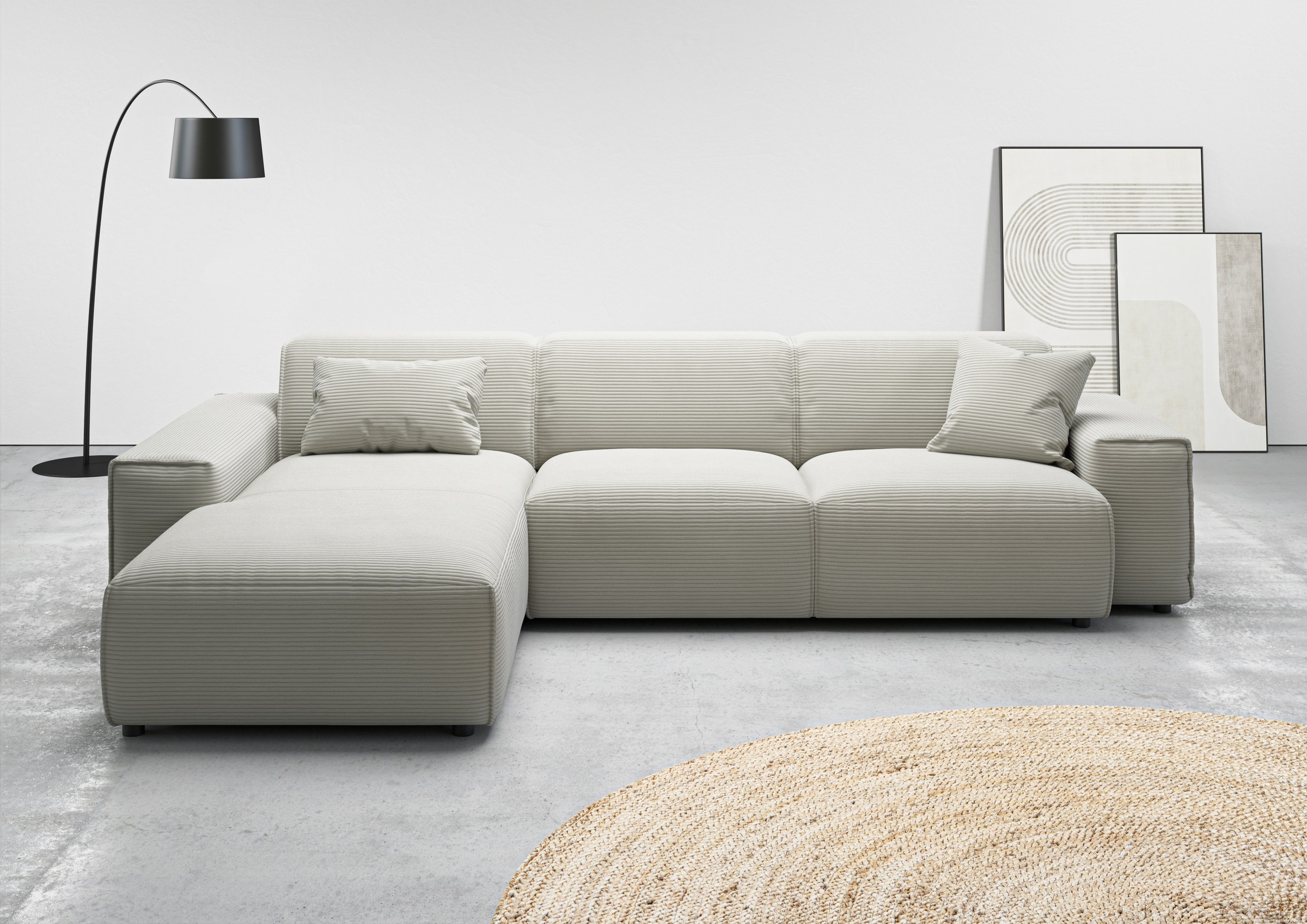 andas Ecksofa »Glimminge auch in Breitcord, Feincord, Bouclé + Easy care-Bezug«, L-Form, Breite 294, Zierkissen