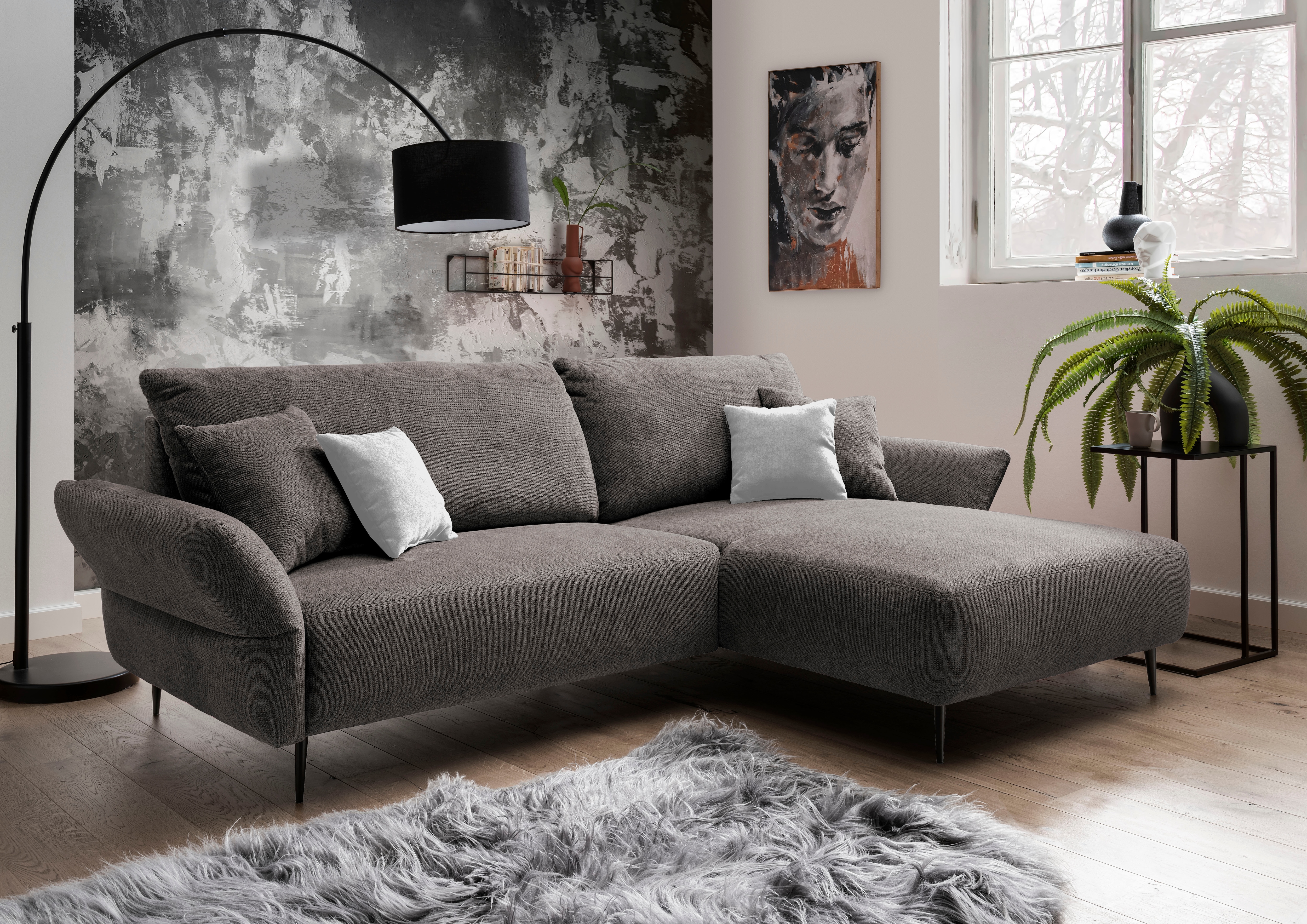Home affaire Ecksofa "Amarena modern & bequem, verstellbare Armlehnen, L-Form" inklusive Armlehnenverstellfunktion, inkl. 4x Zierkissen