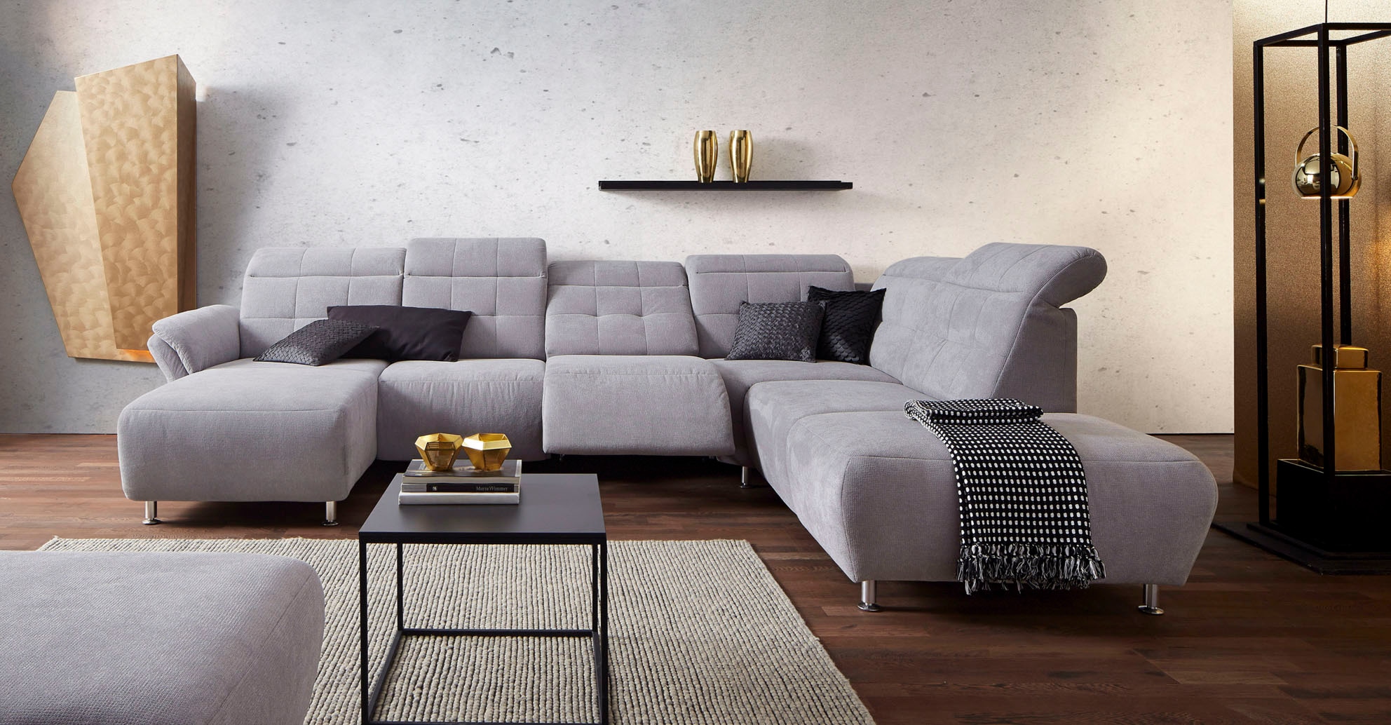 Home affaire Wohnlandschaft "Manhattan U-Form" 2 Sitze mit elektrischer Rel günstig online kaufen