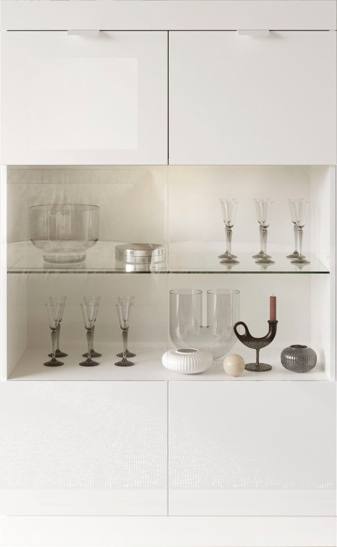 INOSIGN Vitrine »Slim«, Breite 91 cm, weiß Hochglanz Lack