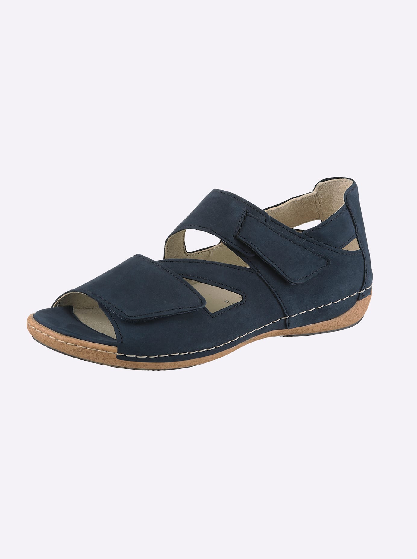 WALDLÄUFER Damen Sandalette, Gr. 7dunkelblau, Nubukleder, Schuhe