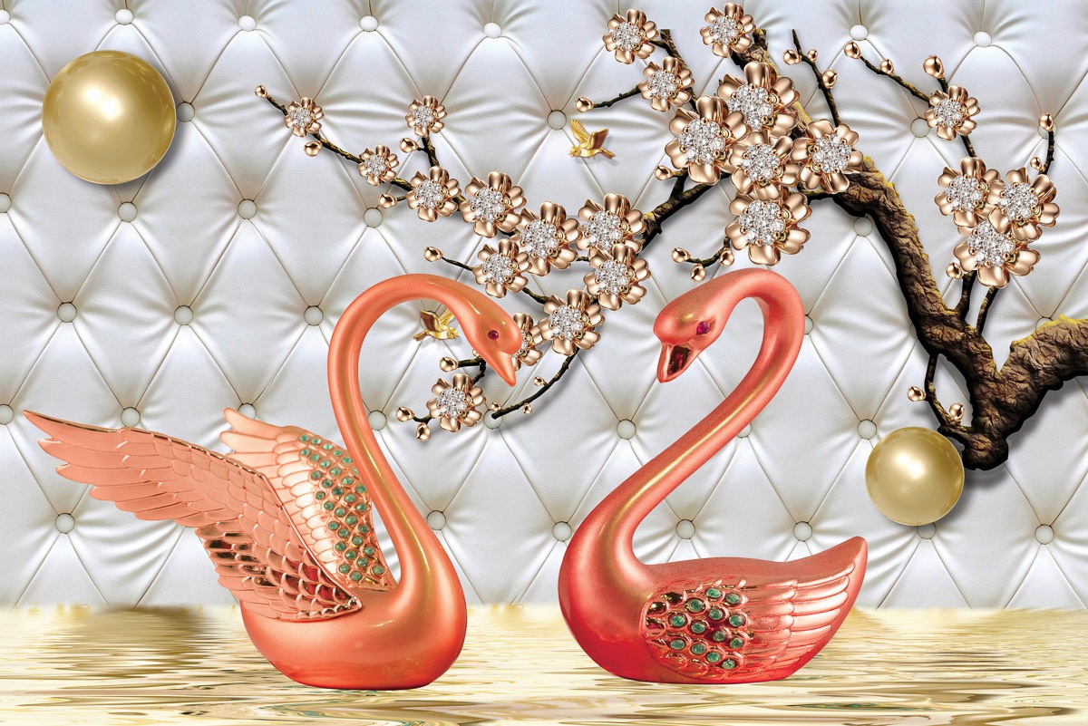 Papermoon Fototapete »Muster mit Schwänen«