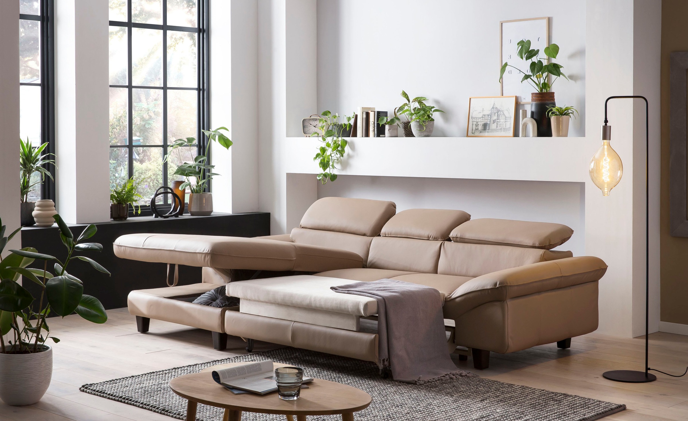 Home affaire Ecksofa »Pilot L-Form«, mit Kopfteilverstellung, wahlweise mit Bettfunktion & Bettkasten