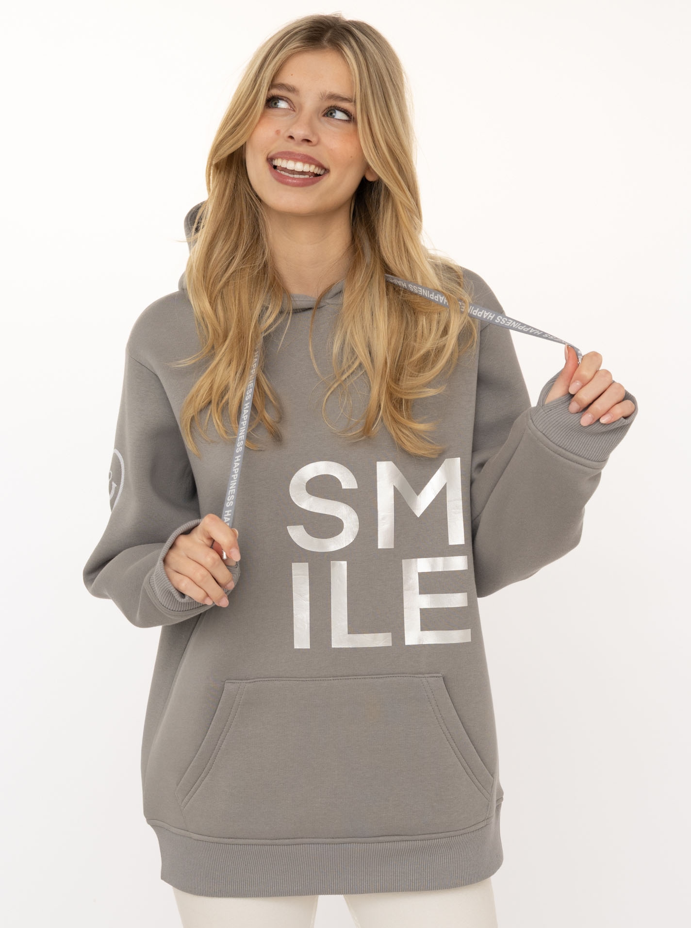 Zwillingsherz Hoodie ""Alissa Shiny"", glänzender Print, Daumenloch, Kordel günstig online kaufen