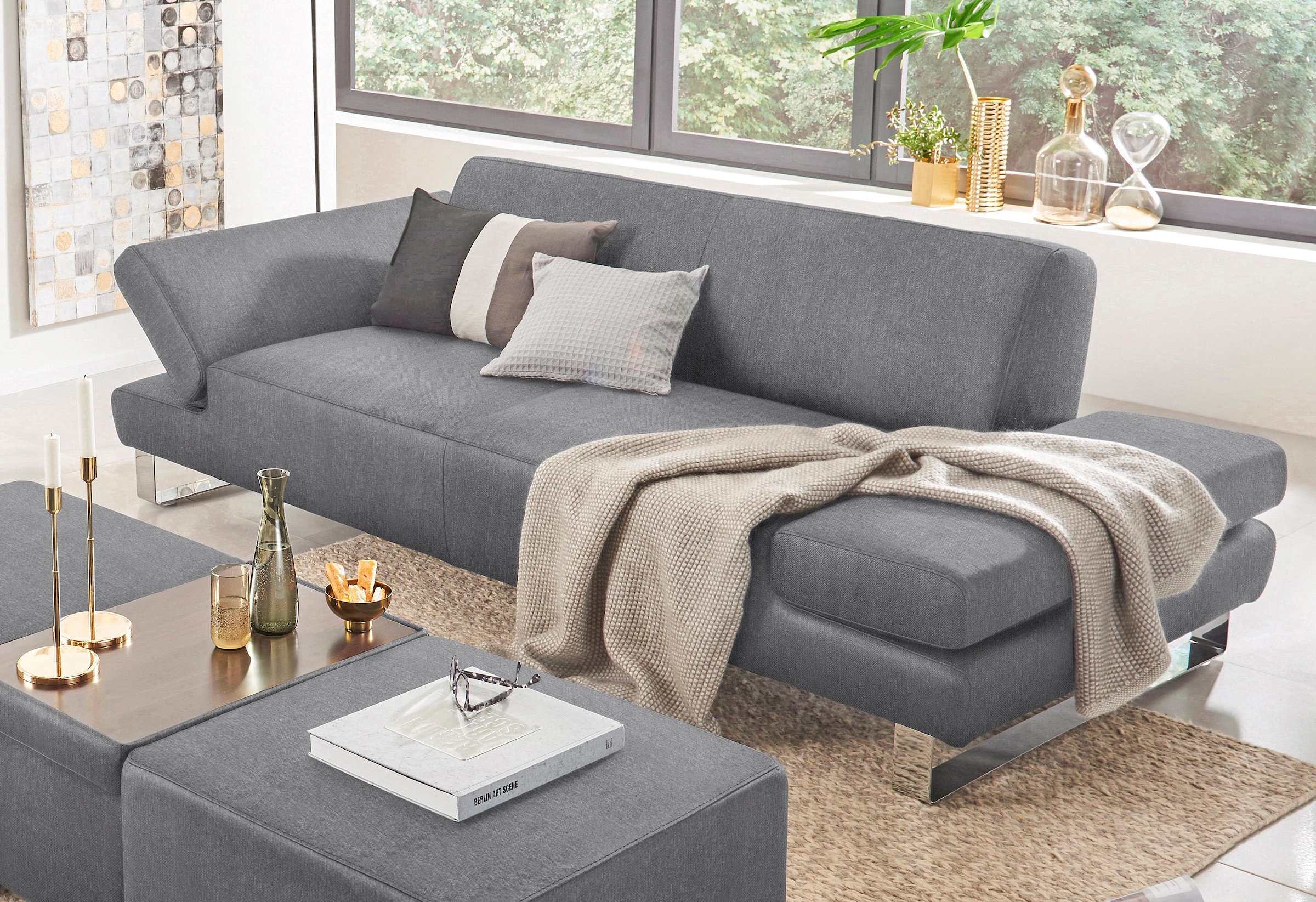 W.SCHILLIG 2-Sitzer "taboo Designsofa mit hohem Sitzkomfort, Breite 202cm, Sitztiefe 59cm" mit Normaltiefe, inklusive Armlehnenverstellung