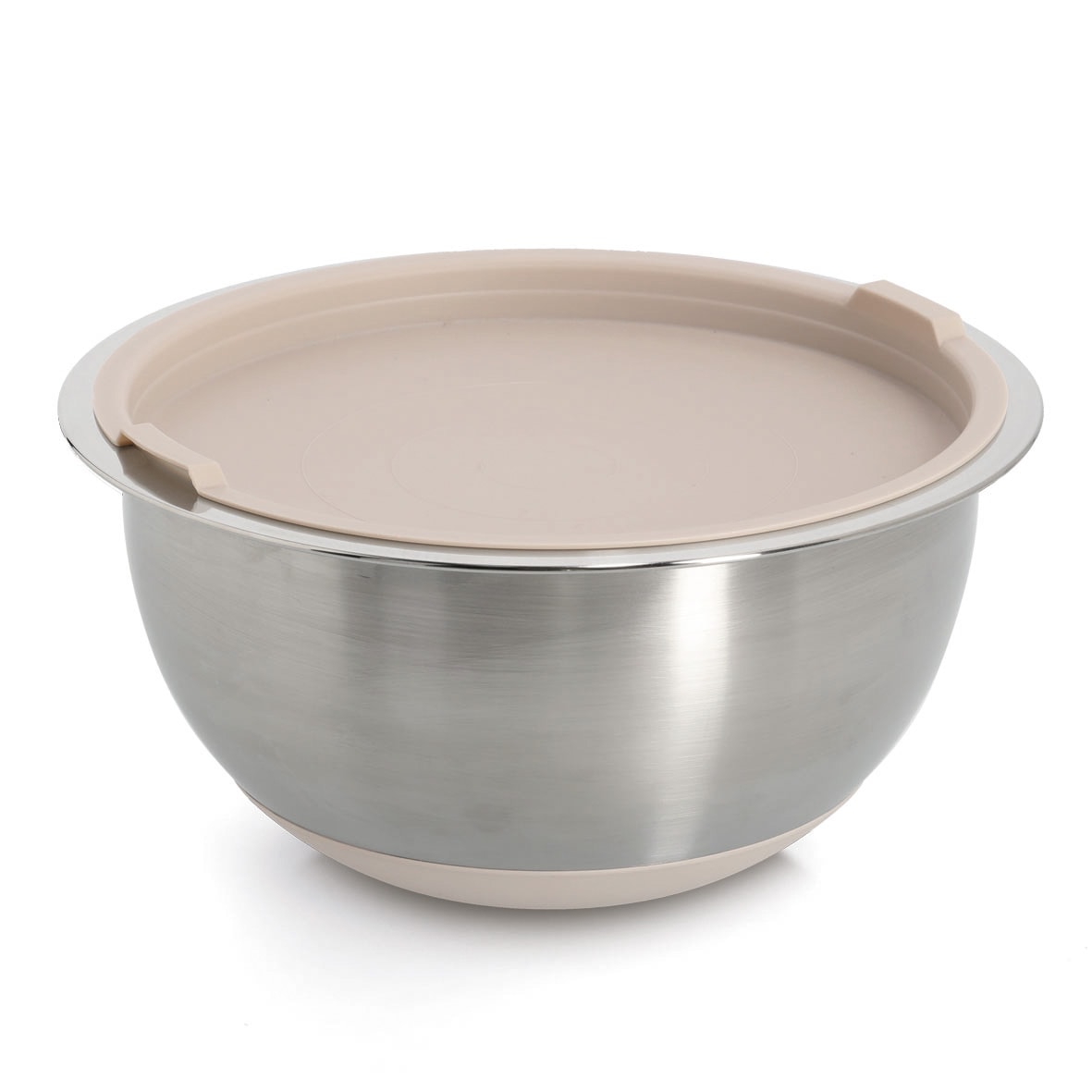 Zeller Present Schüssel »Schüssel-Set mit Deckeln, 3-tlg., Edelstahl/Kunststoff, beige« 3 ca. Ø19,5x10,Ø23,5x12,5,Ø27,5x14 cm