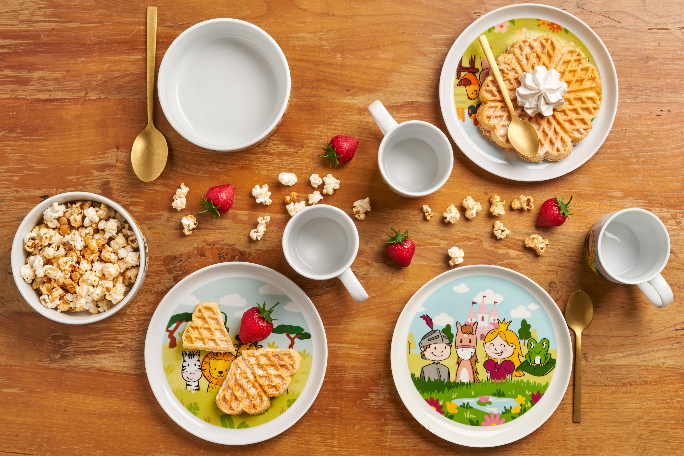 van Well Kindergeschirr-Set »Kinderset Prinzessin, 3-teilig, Geschirr-Set, Service«, (Set, 3 tlg.), mit farbenfrohem Dekor, spülmaschinen- und mikrowellengeeignet