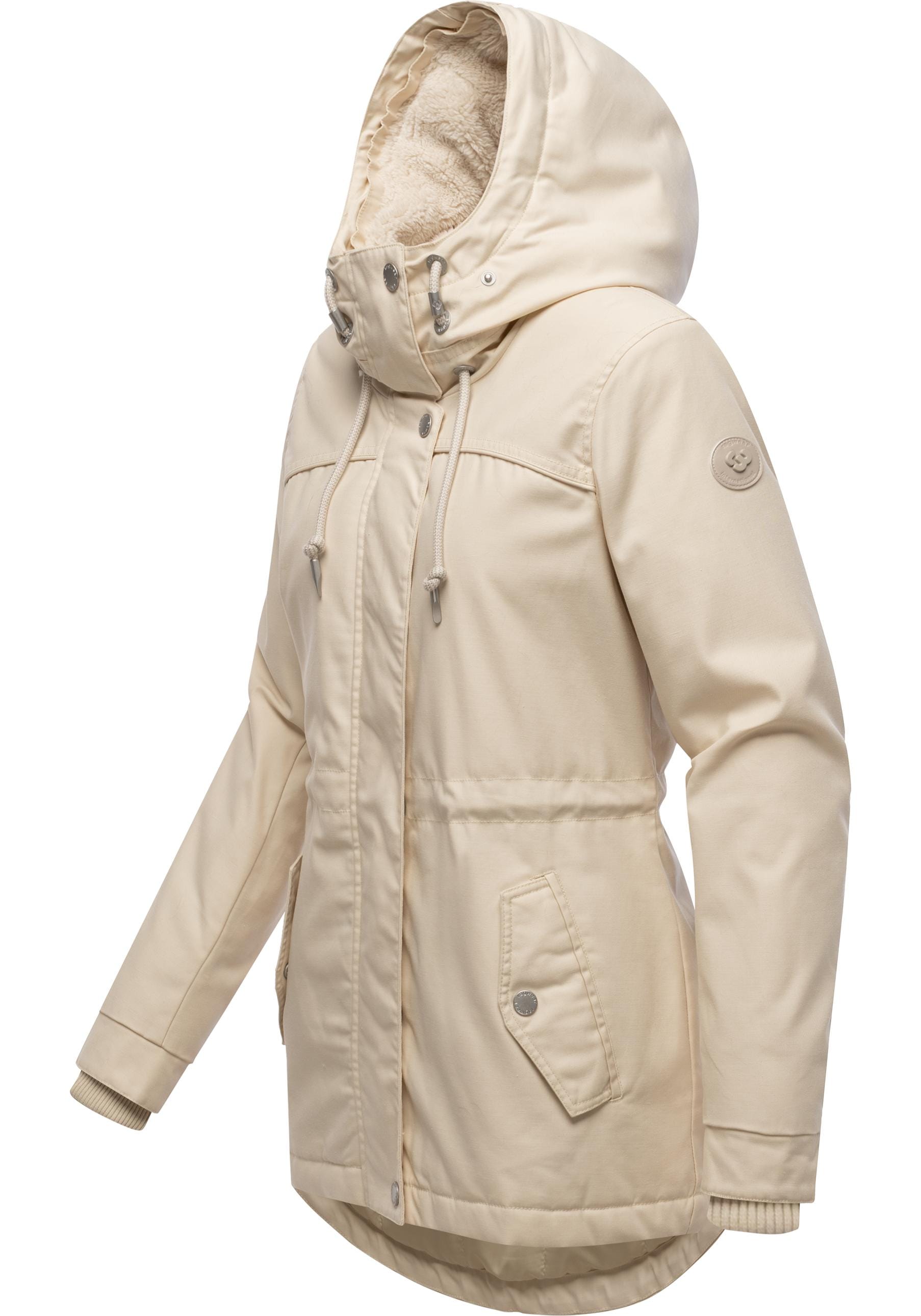 Winterjacke RAGWEAR "Tawny Short YOUMODO", Damen, Gr. L (40), ecru, Außenmaterial: 65% Polyester, 35% Baumwolle; Innenfutter: 100% Polyester; Wattierung: 100% Polyester, tailliert hüftbedeckend, mit Knopf Rippstrickbündchen, Jacken Winterjacke, Warme Jack 3