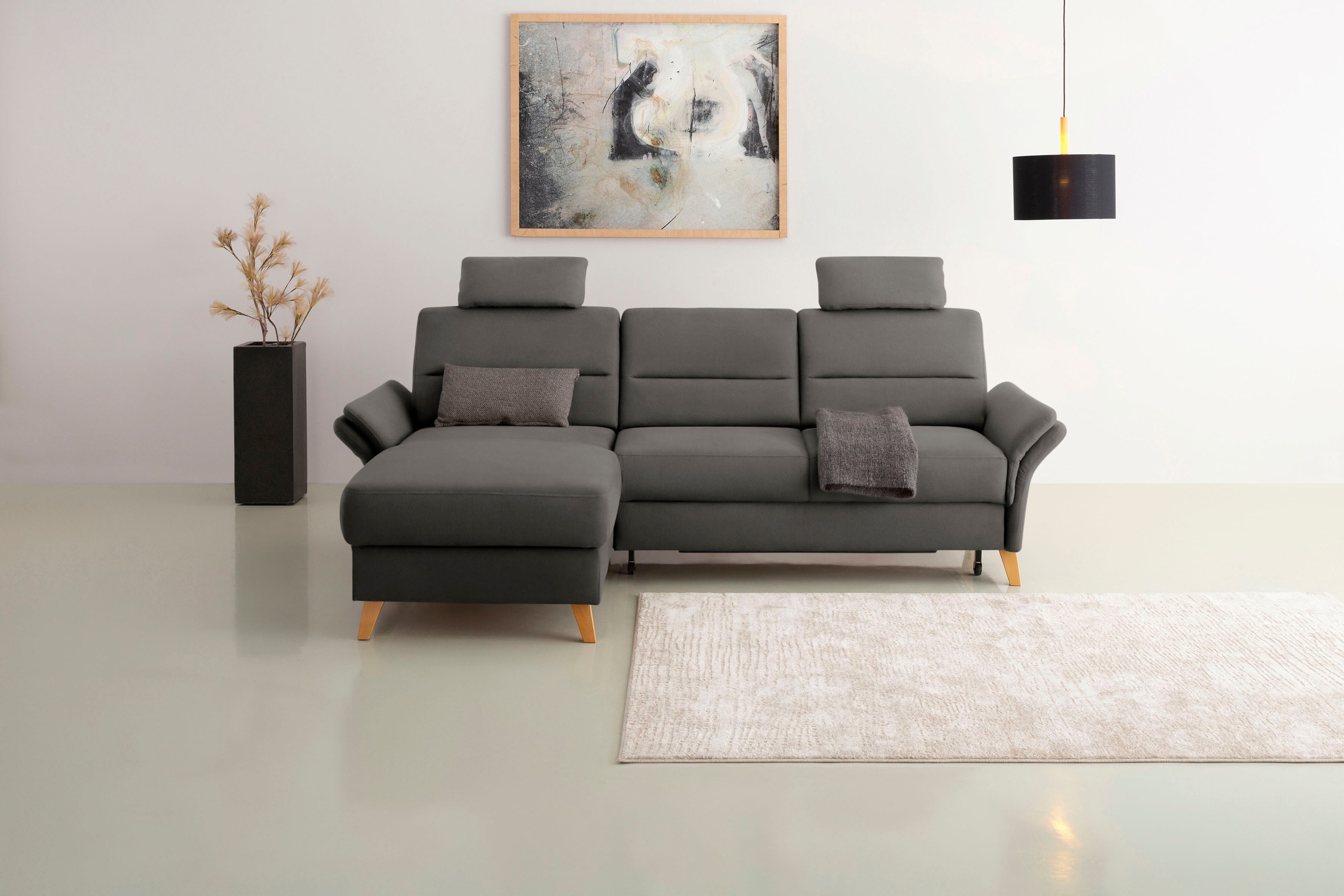 OTTO home Ecksofa "Westerland L-Form" Federkern-Polsterung, wahlweise mit Schlaffunktion, Bettkasten