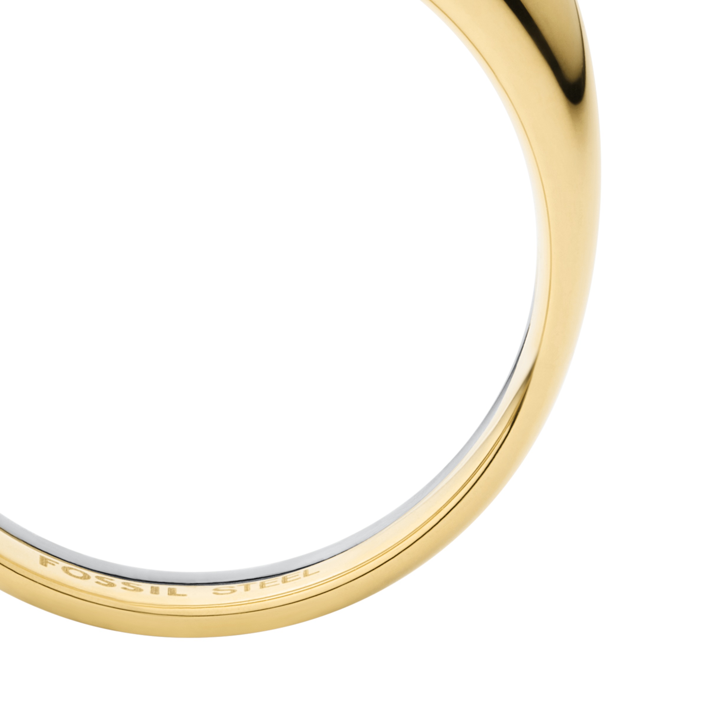 Fingerring FOSSIL "Schmuck Geschenk Edelstahl ELLIS" Gr. 16,5, gold (gelbgoldfarben, edelstahlfarben), Fingerringe, Damen, 16,5, Edelstahl, 5mm, Fingerring 4