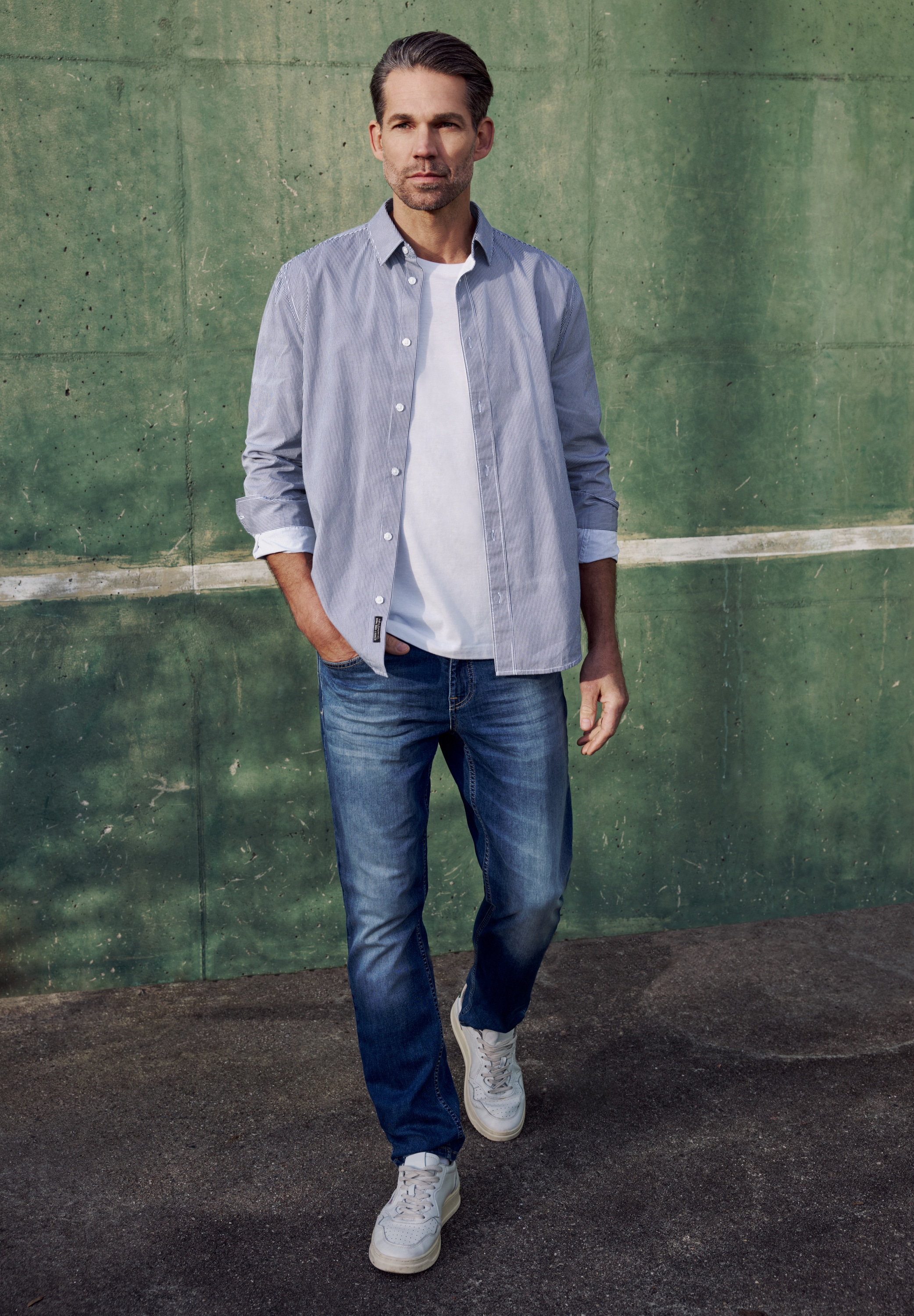 STREET ONE MEN Langarmhemd aus reiner Baumwolle