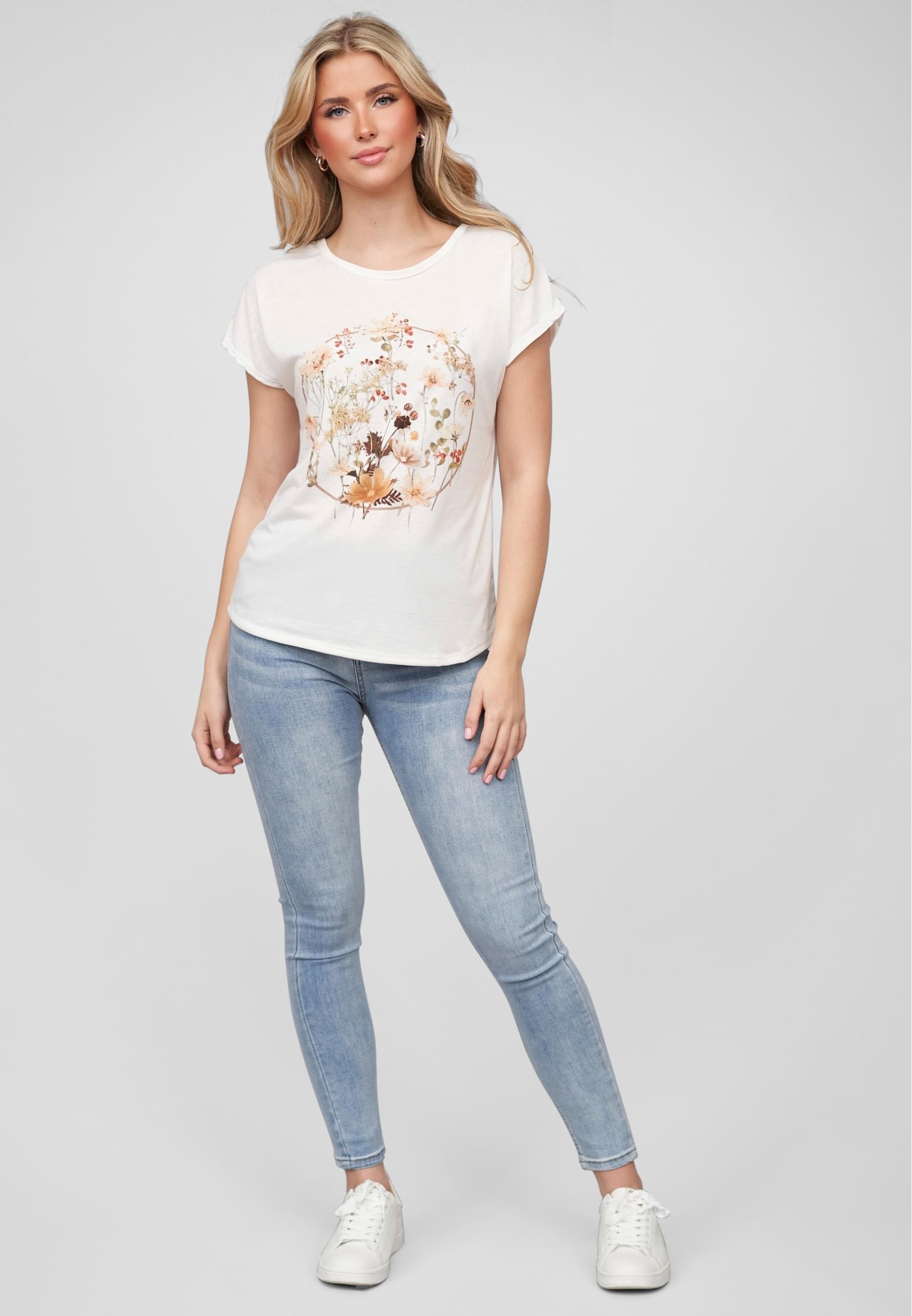 CLOUD 5IVE T-Shirt »CLOUD 5IVE Viskose T-Shirt mit Blumen Print« 1 Stk. tlg.