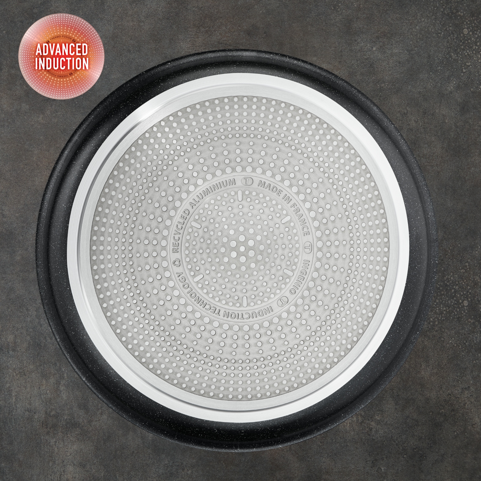 Tefal Topf-Set »L39996 Ingenio Black Stone, Topfset Induktion stapelbar, Antihaft«, Aluminium, (Set, 4 tlg., je 1 Stielkasserolle Ø 16/18/20 cm, 1 abnehmbarer Griff), Thermo-Signal bei idealer Brattemperatur, für alle Herdarten geeignet