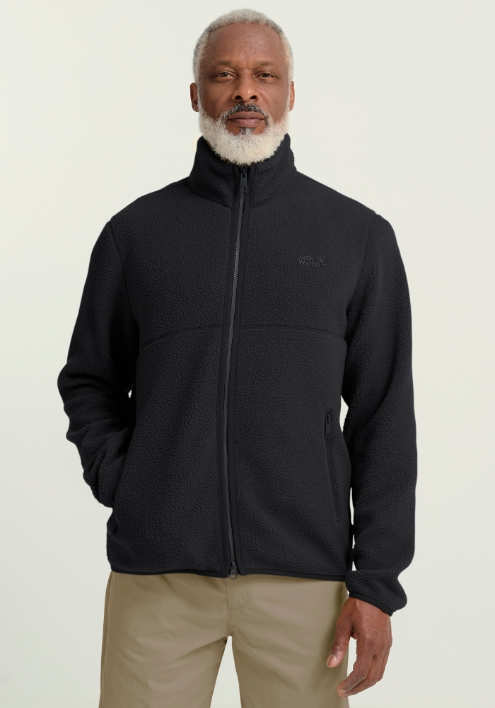 Jack Wolfskin Fleecejacke "LITE CURL FZ M" Sherpa-Fleecejacke, 2-Wege-Reißverschluss, Mesh-Futter