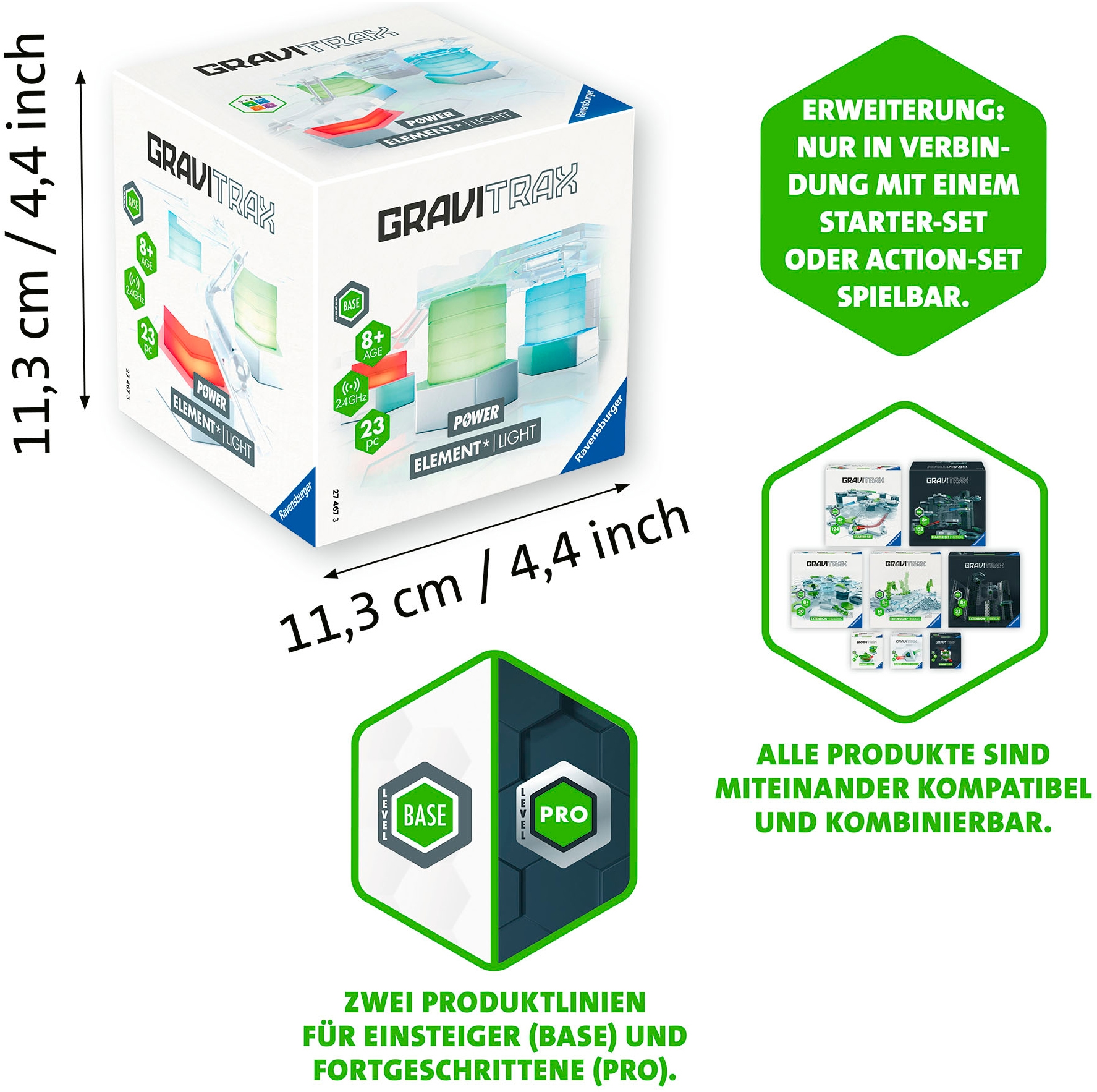 Ravensburger Kugelbahn-Bausatz »GraviTrax POWER Element Light« Made in Europe