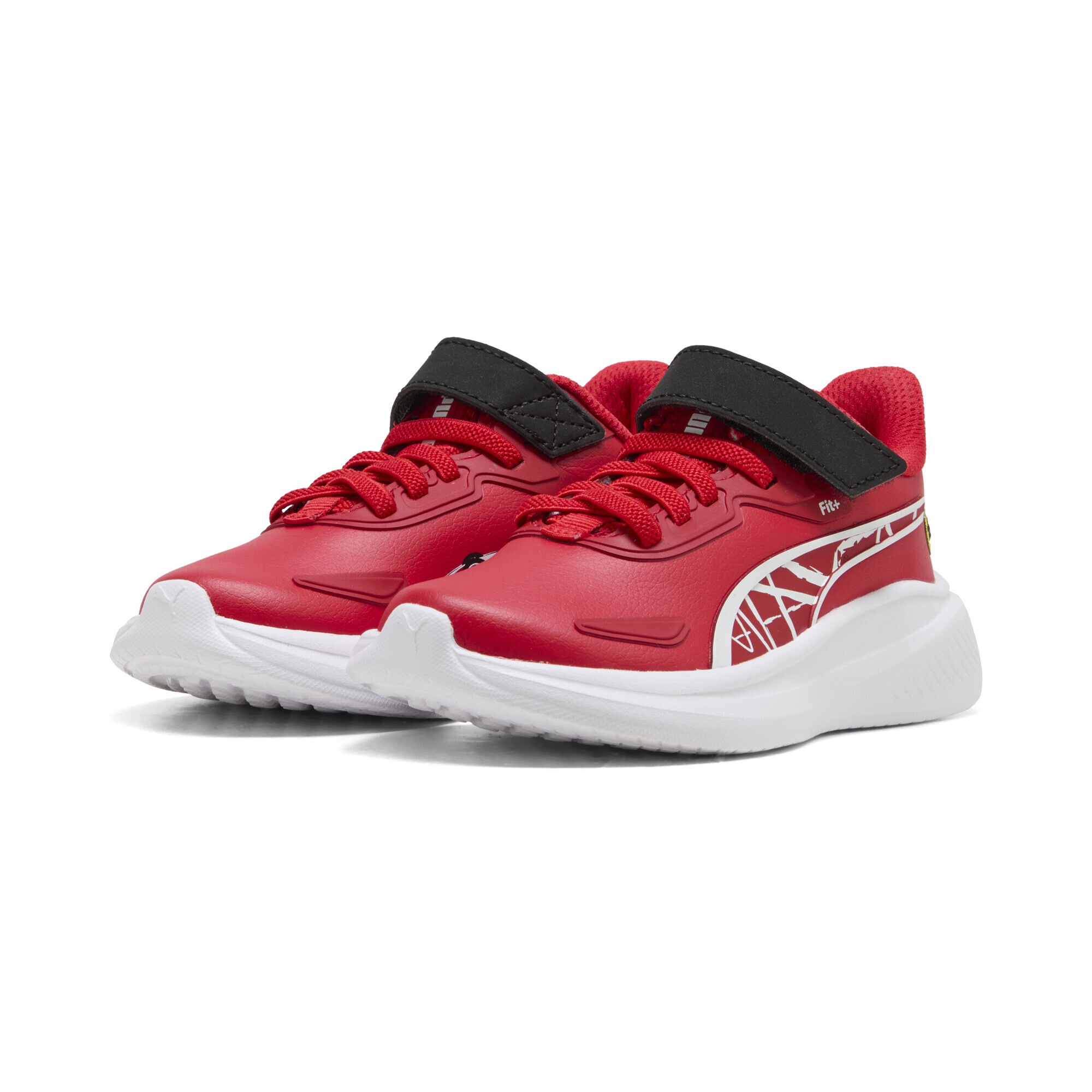 Sneaker PUMA "Scuderia Ferrari Skyrocket Sneakers Kinder", Kinder, Gr. 27,5, rot (rosso corsa weiß rot), Obermaterial: Synthetik, Textil; Futter: Textil; Innensohle: Textil; Laufsohle: Synthetik, Schuhe Sneaker
