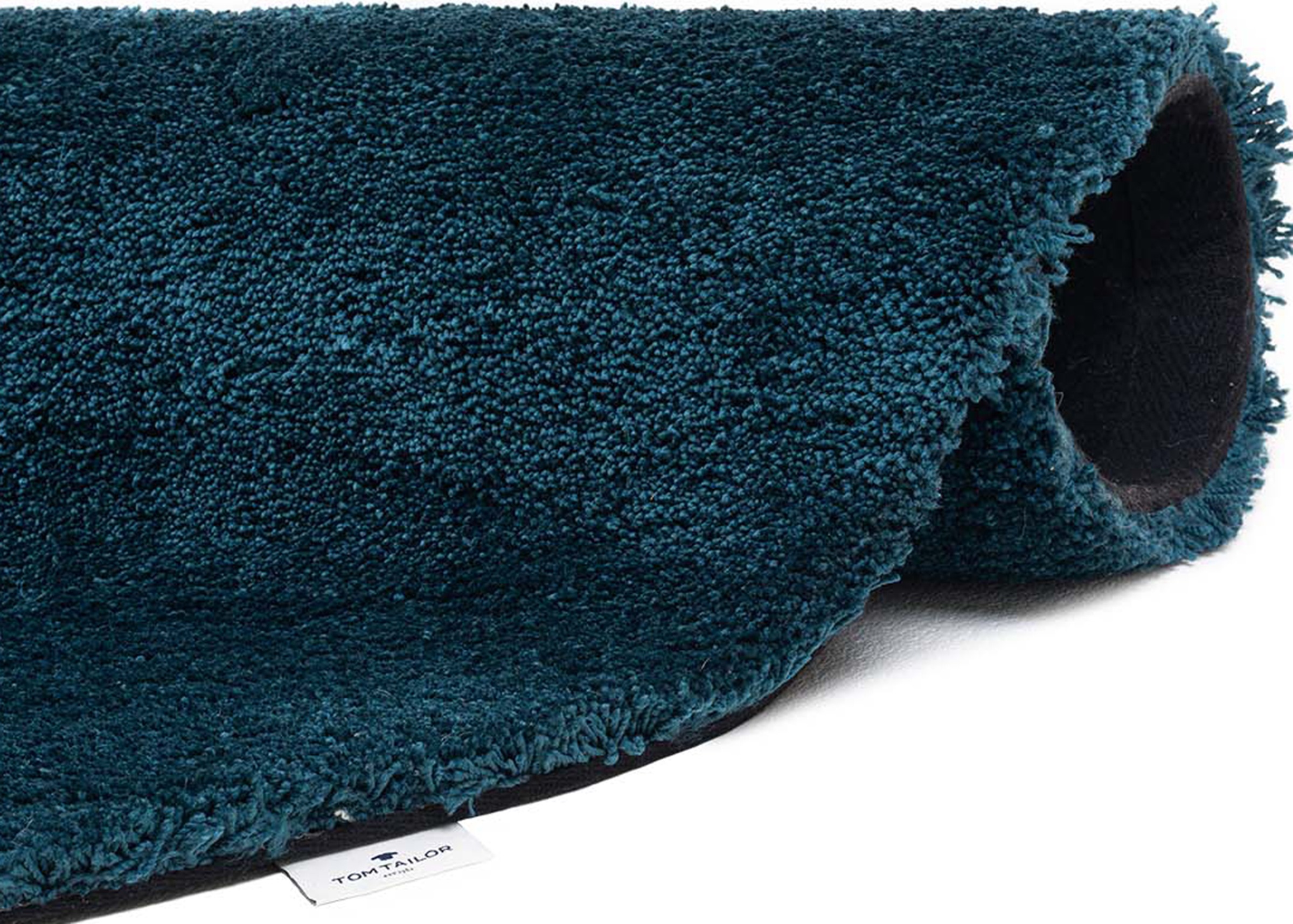 Hochflor-Teppich TOM TAILOR HOME "Shaggy Teppich Cozy", blau (petrol), H:25mm Ø:100cm, Polyester, Teppiche, Uni Farben, auch in Pastell Farben, weich & kuschelig 3