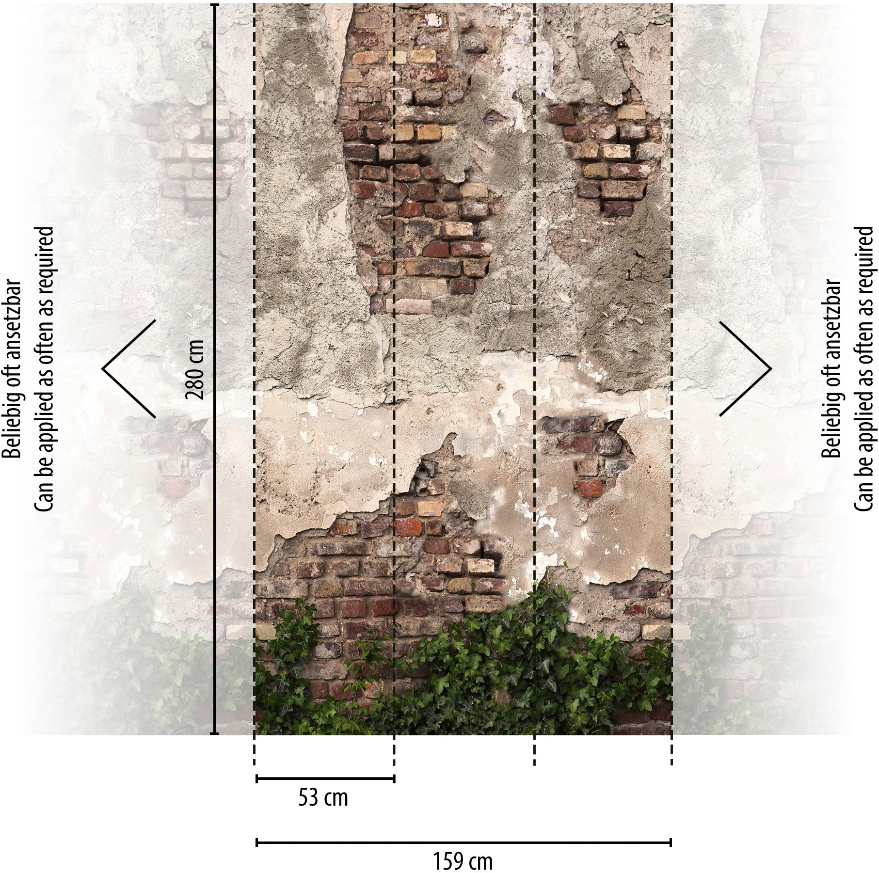 living walls Fototapete »The Wall 4 Eyecatcher – Steinwand mit Efeublättern Vlies-Fototapete« Steinoptik | matt | naturalistisch leicht strukturiert Steinwand mit Efeublättern – dekorativer Tiefenwirkung