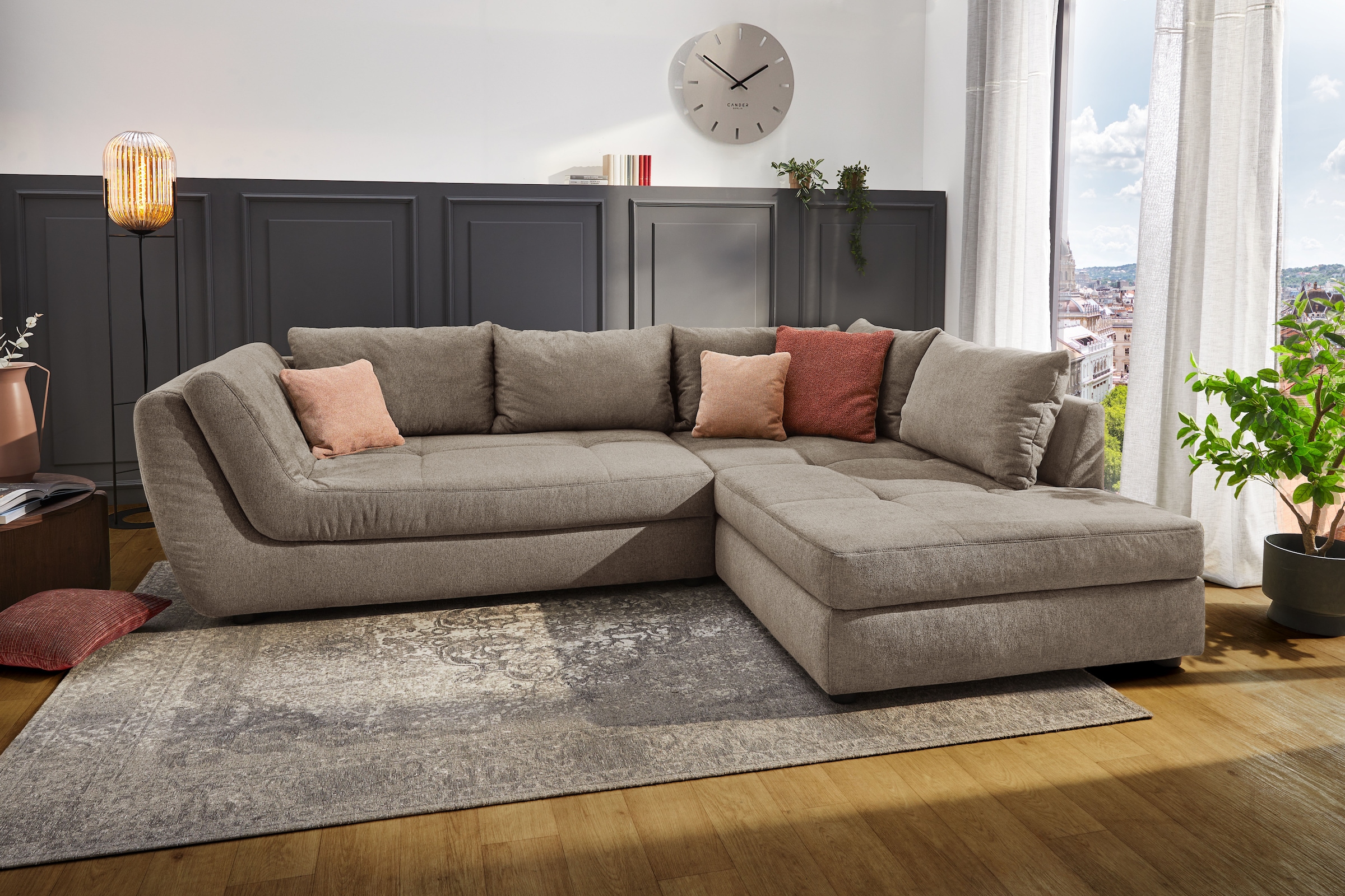Jockenhöfer Gruppe Ecksofa "Rascasse L-Form, B: 322 cm" mit Zierkissen, XXL günstig online kaufen